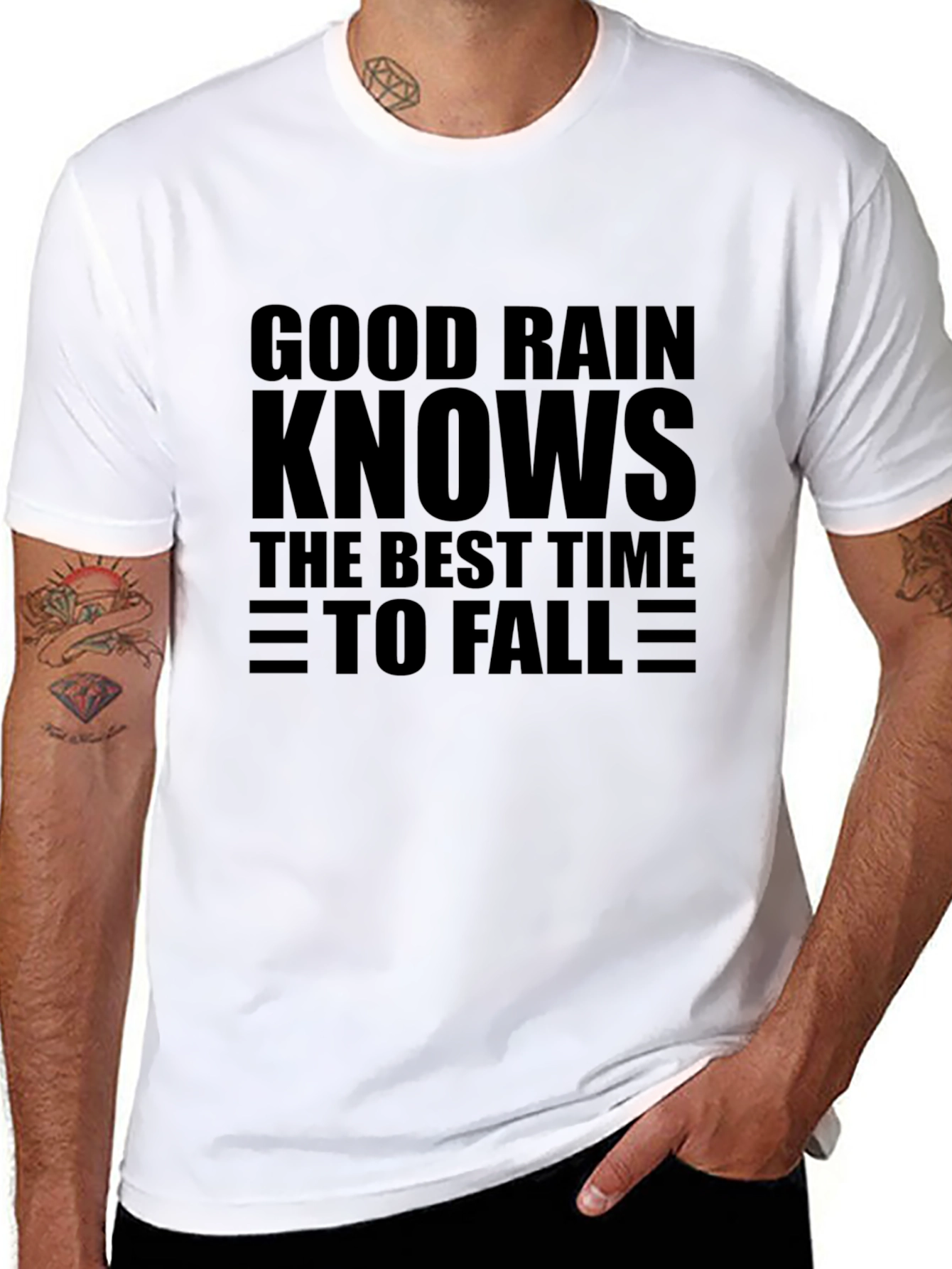 Good Rain Knows T-Shirt - Black Crew Neck