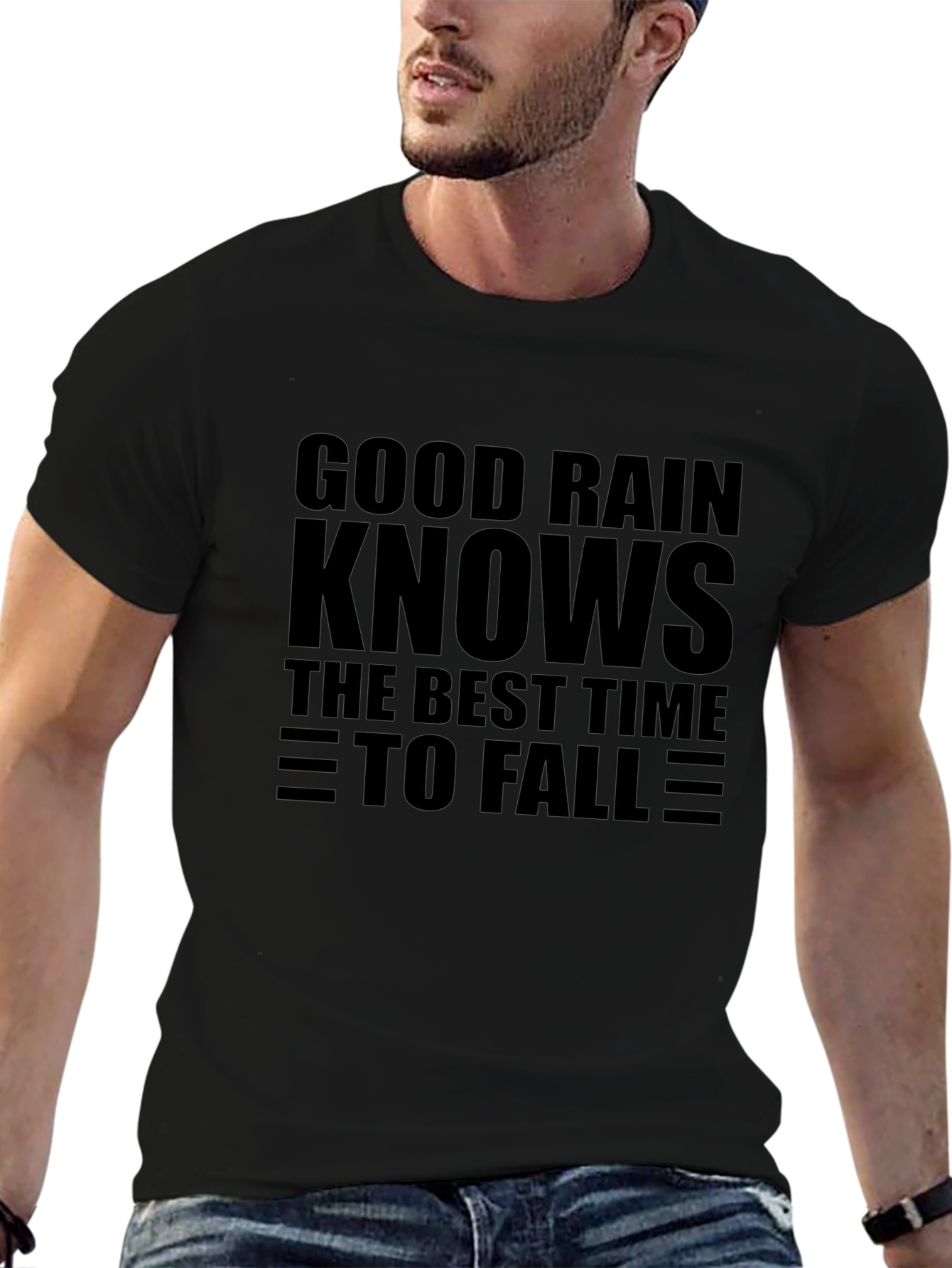 Good Rain Knows T-Shirt - Black Crew Neck