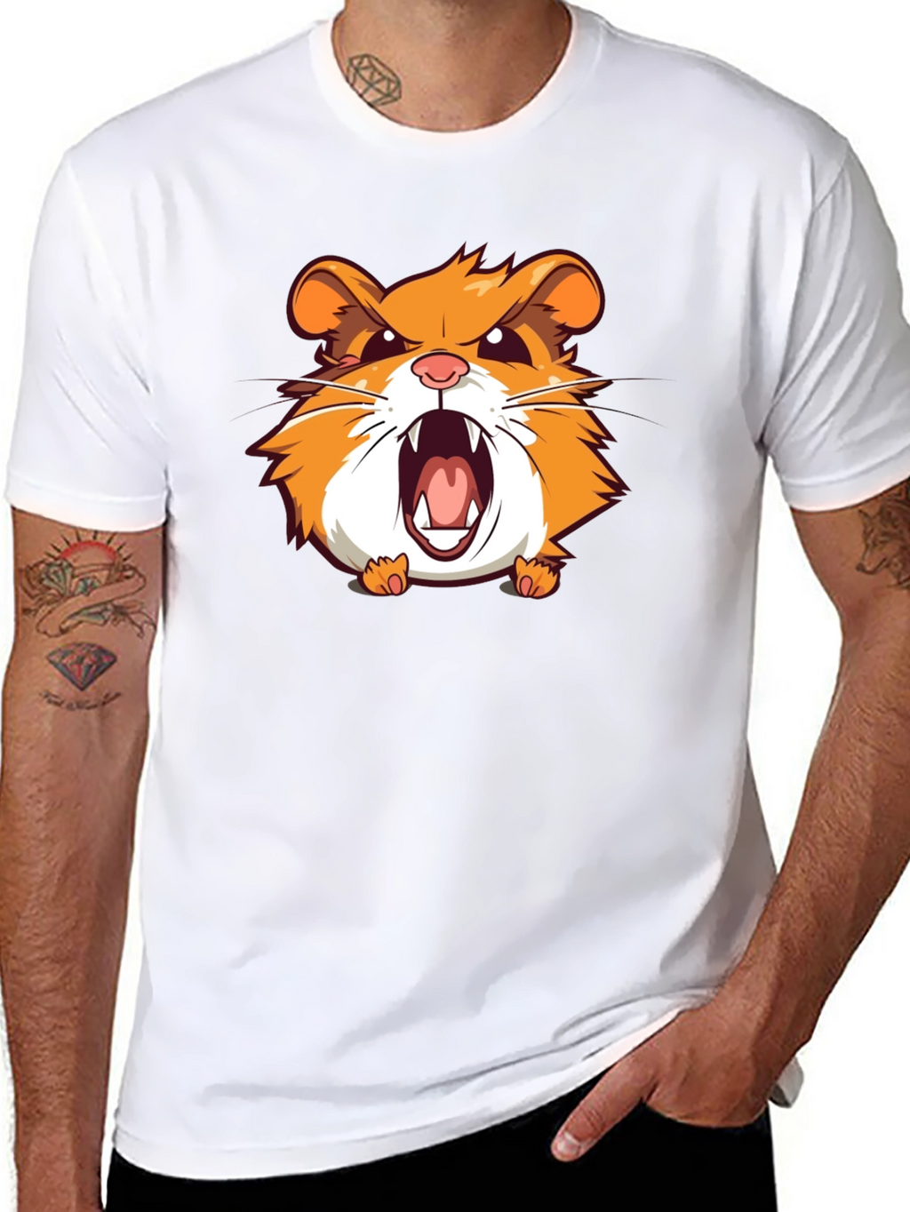 Angry Hamster Graphic T-Shirt - Black Crew Neck Tee