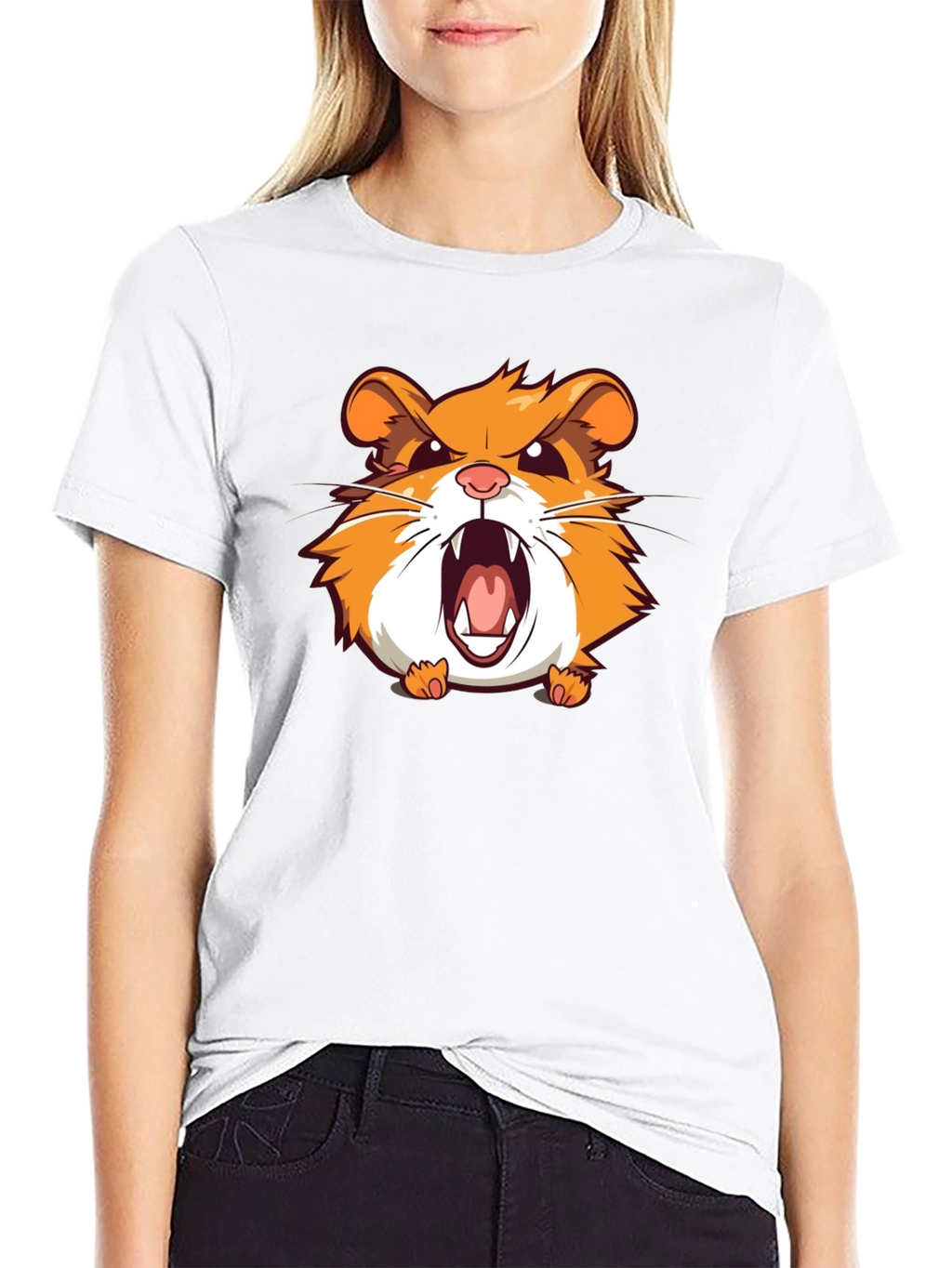 Angry Hamster Graphic T-Shirt - Black Crew Neck Tee