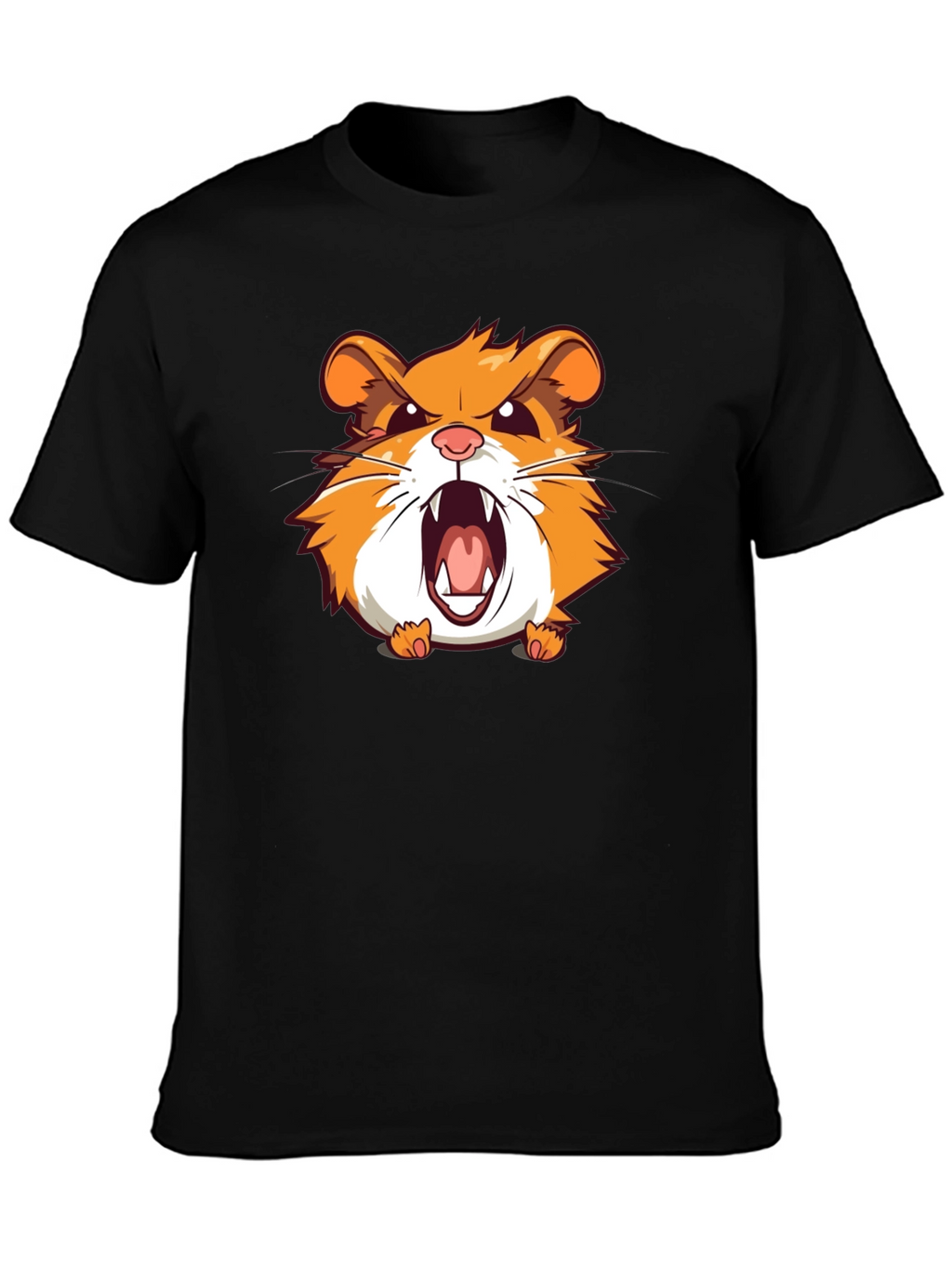 Angry Hamster Graphic T-Shirt - Black Crew Neck Tee