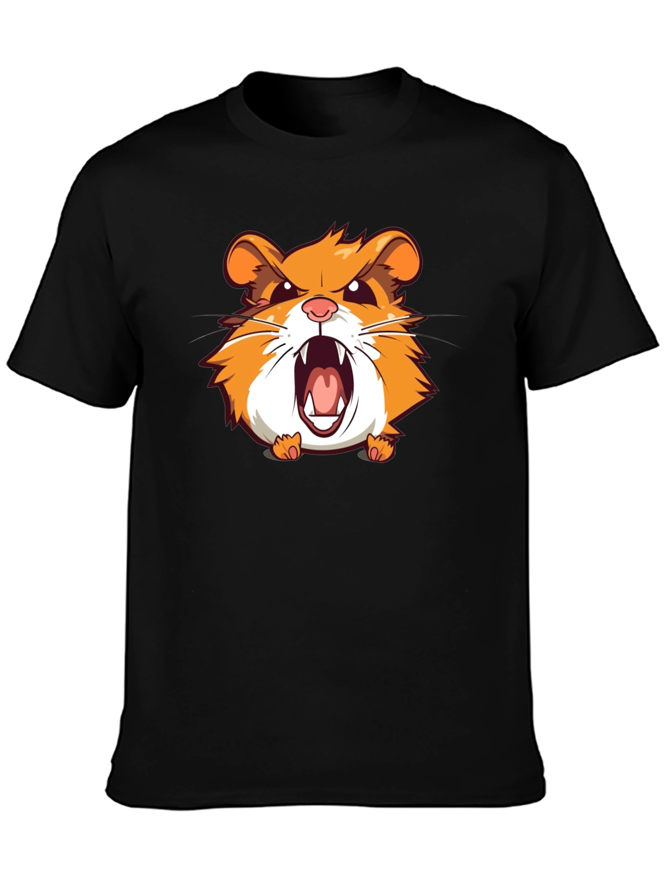Angry Hamster Graphic T-Shirt - Black Crew Neck Tee