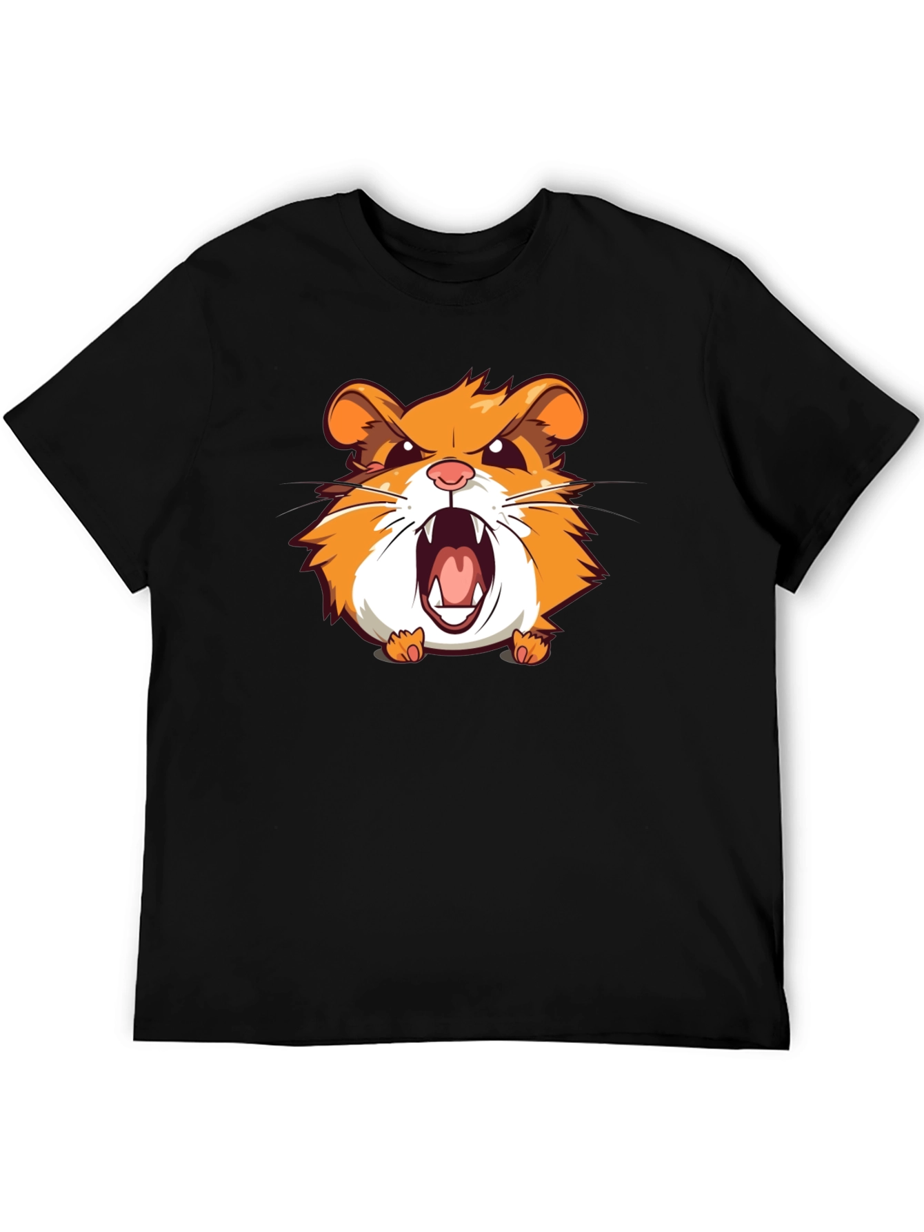 Angry Hamster Graphic T-Shirt - Black Crew Neck Tee