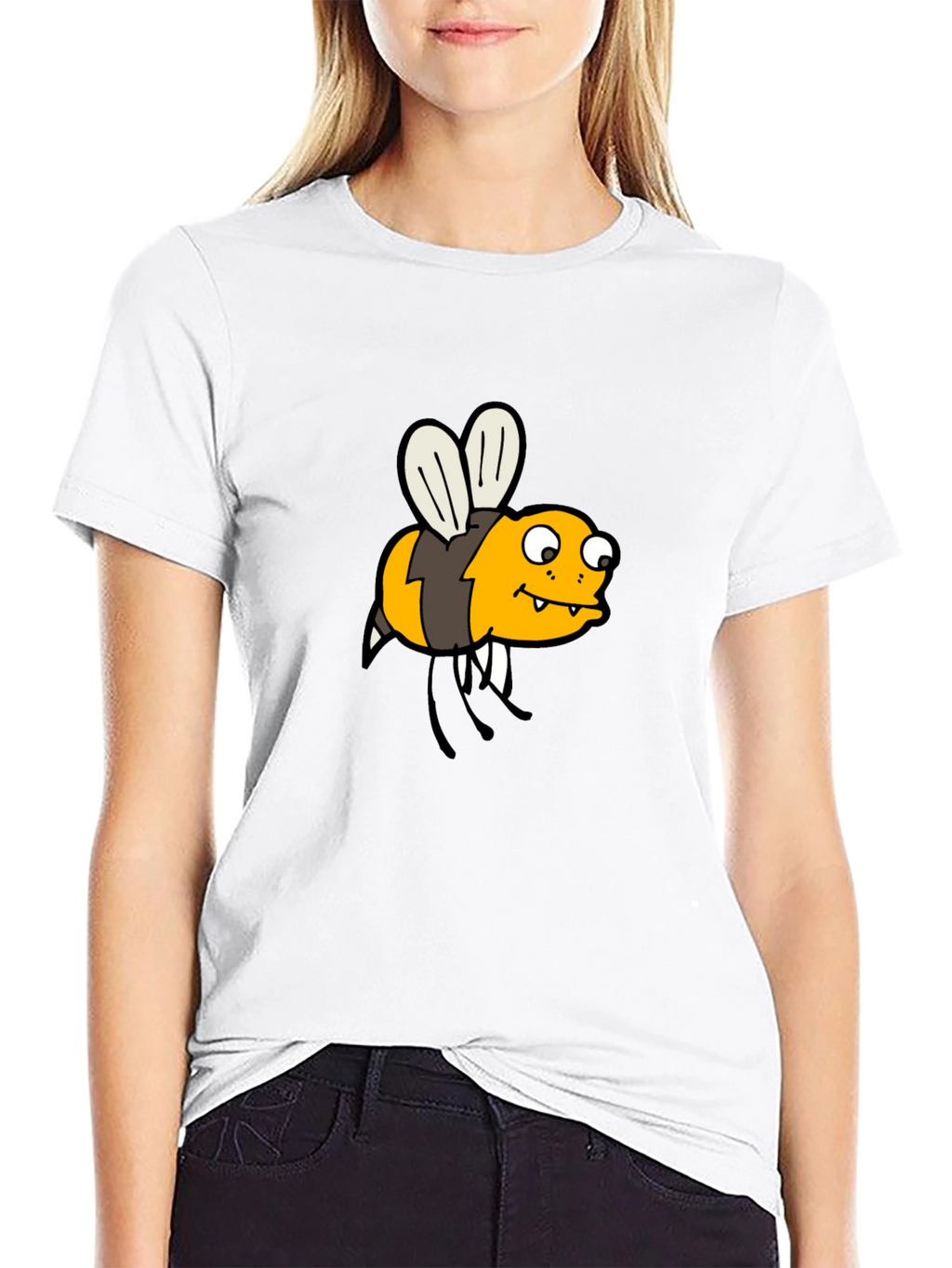 Funny Bee Cartoon Black T-Shirt