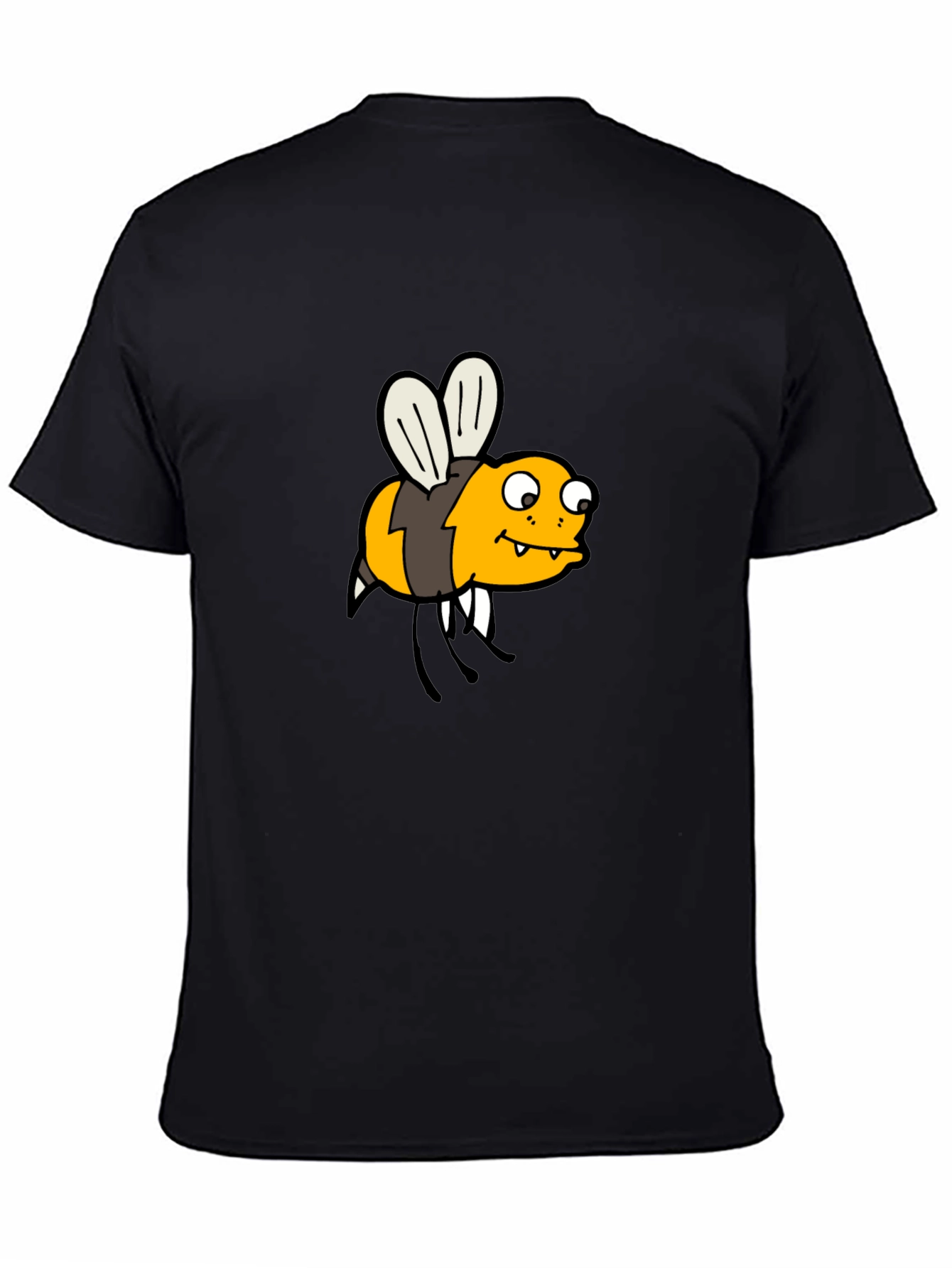 Funny Bee Cartoon Black T-Shirt