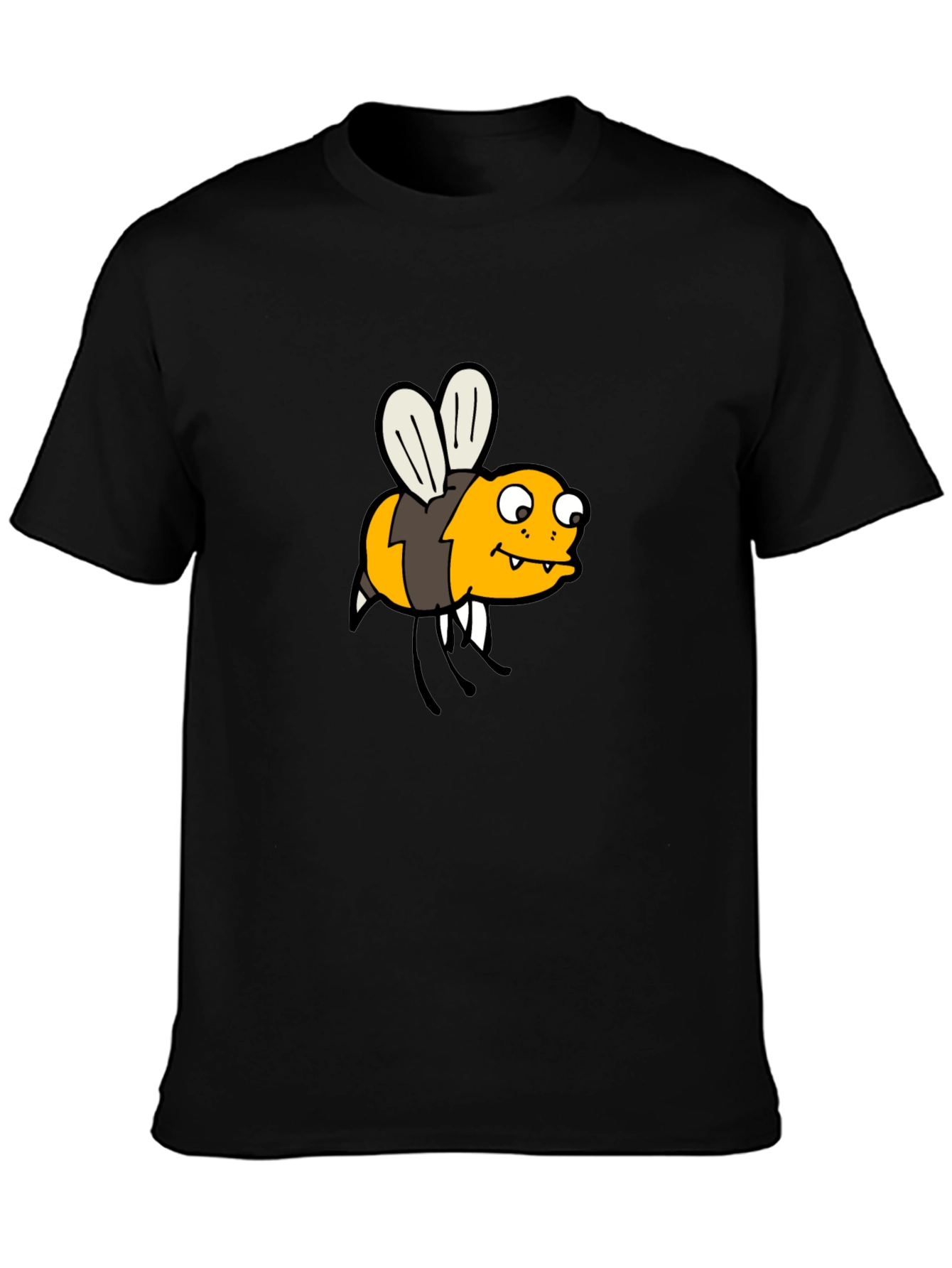 Funny Bee Cartoon Black T-Shirt