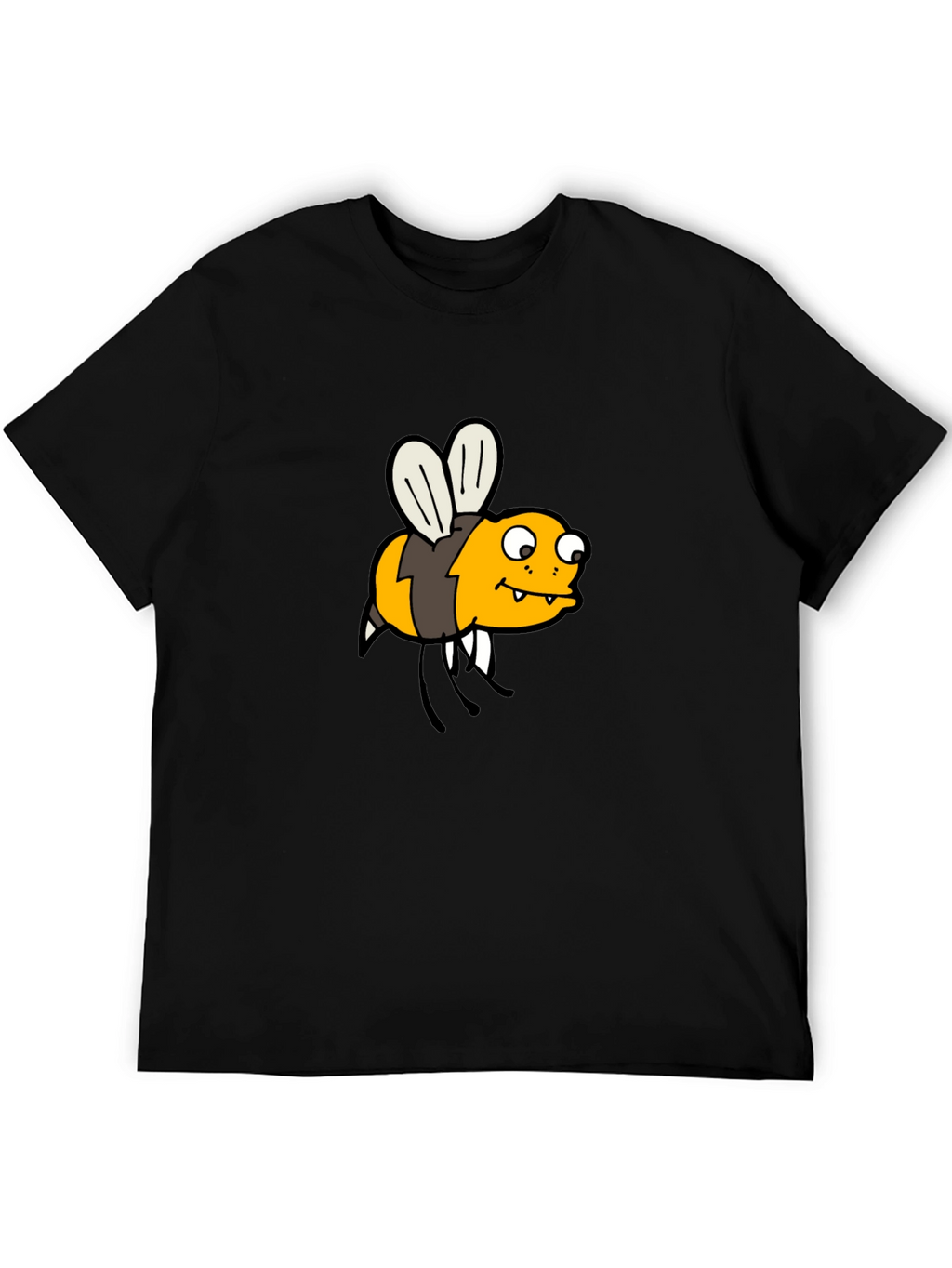 Funny Bee Cartoon Black T-Shirt