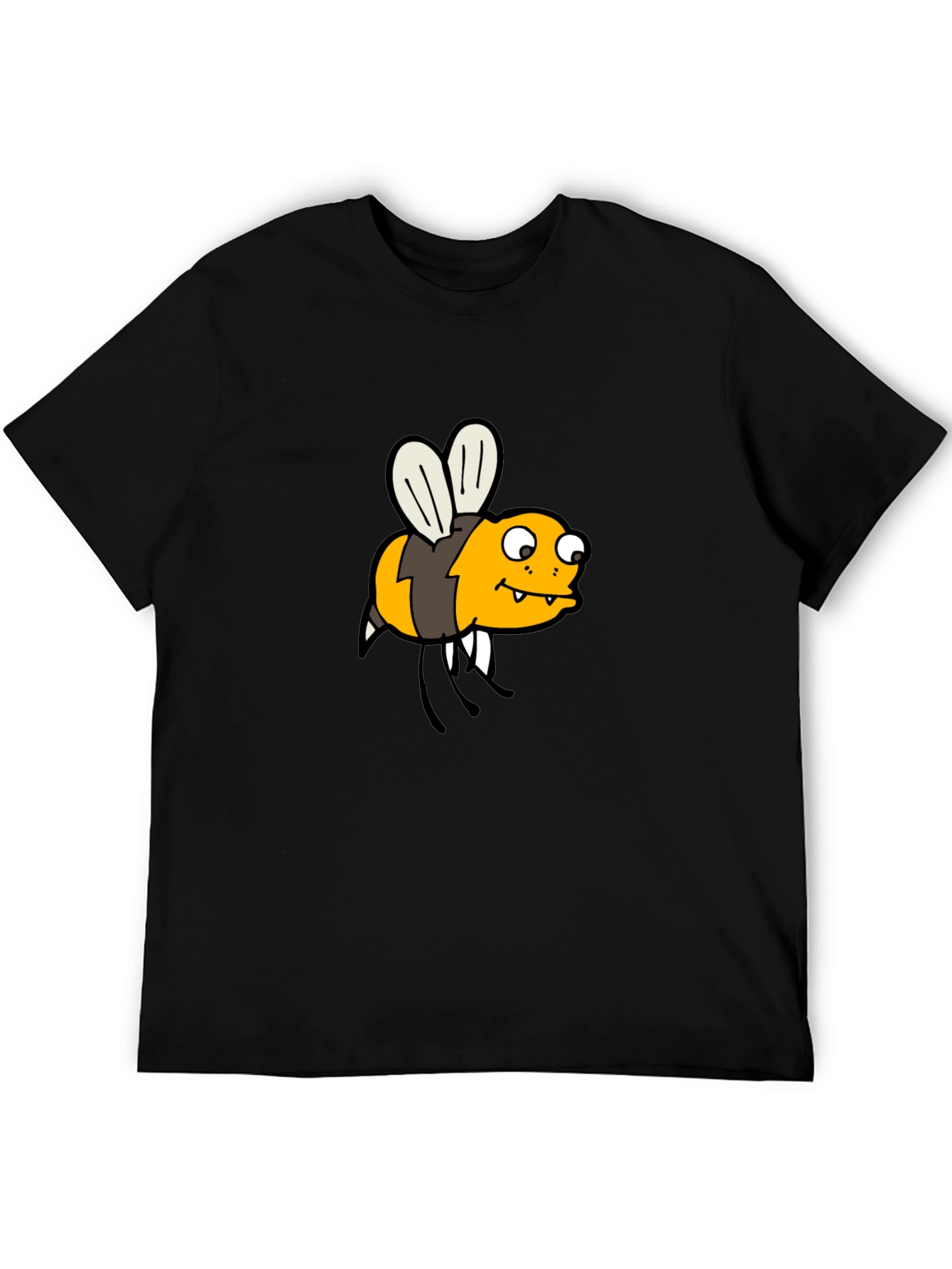 Funny Bee Cartoon Black T-Shirt