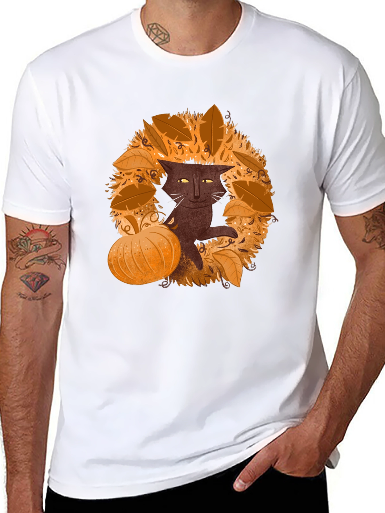 Fall Cat T-Shirt - Spooky Season