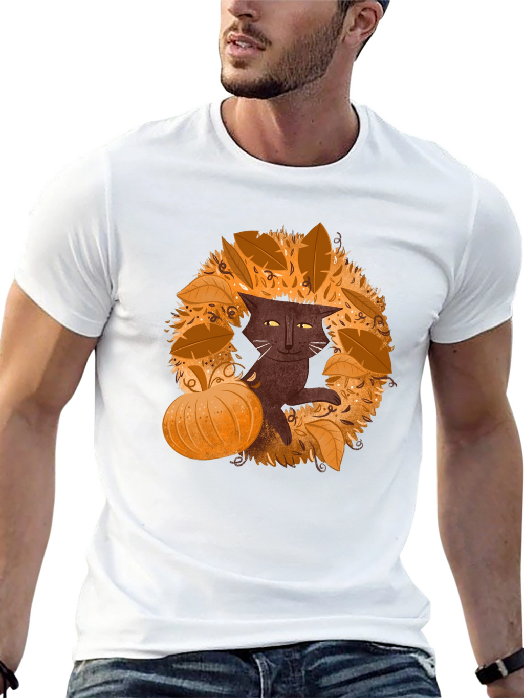 Fall Cat T-Shirt - Spooky Season