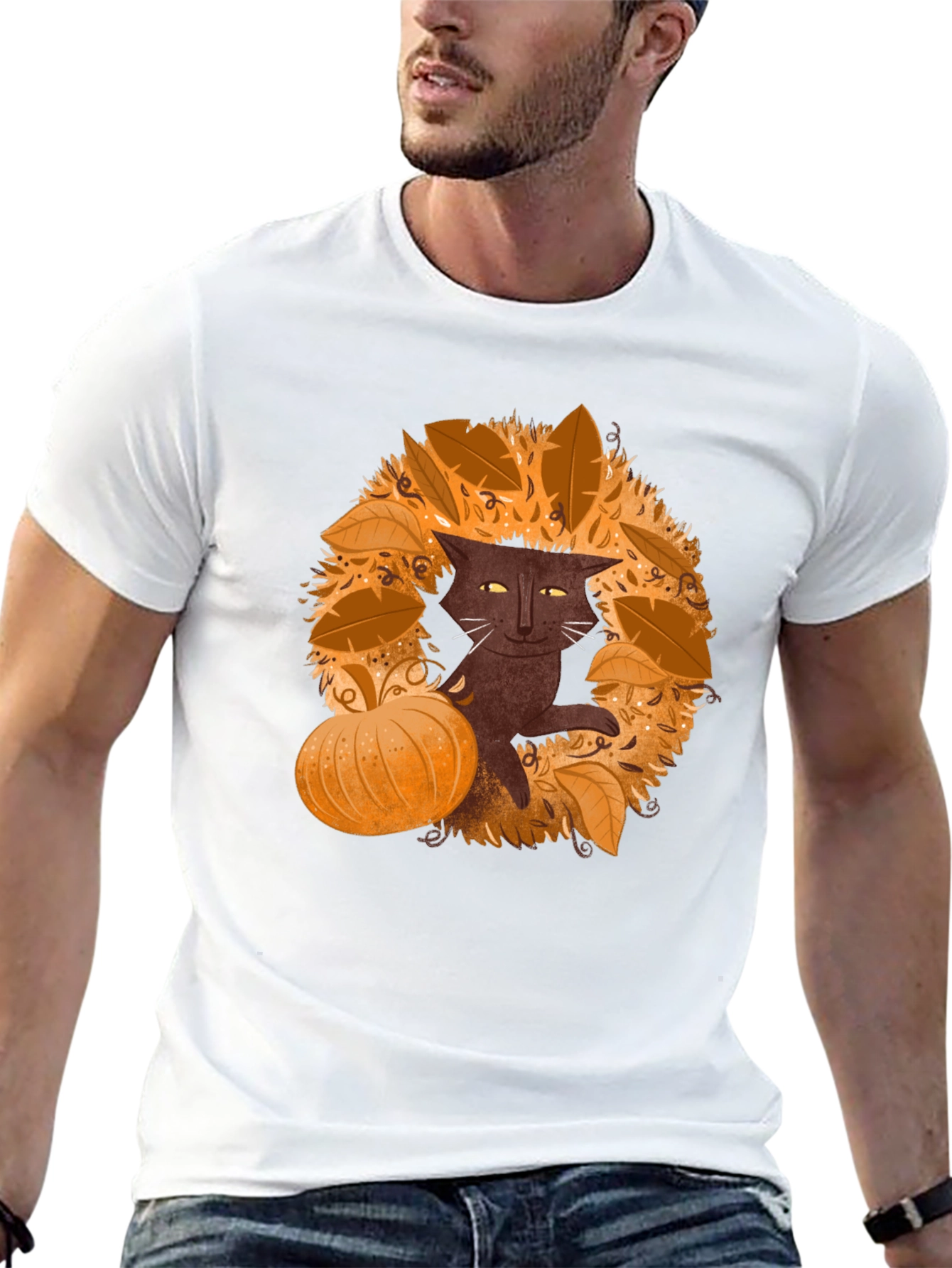 Fall Cat T-Shirt - Spooky Season