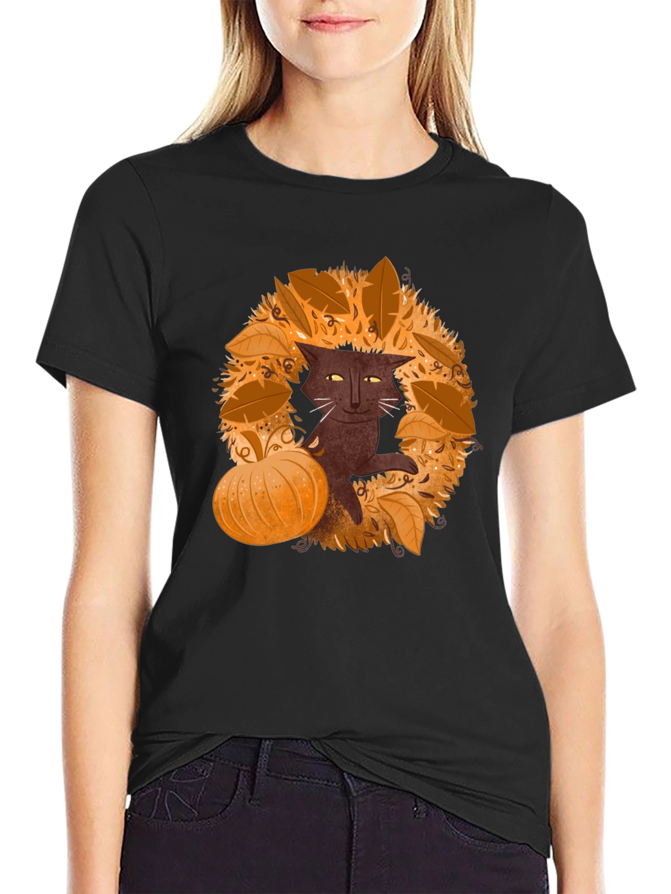 Fall Cat T-Shirt - Spooky Season