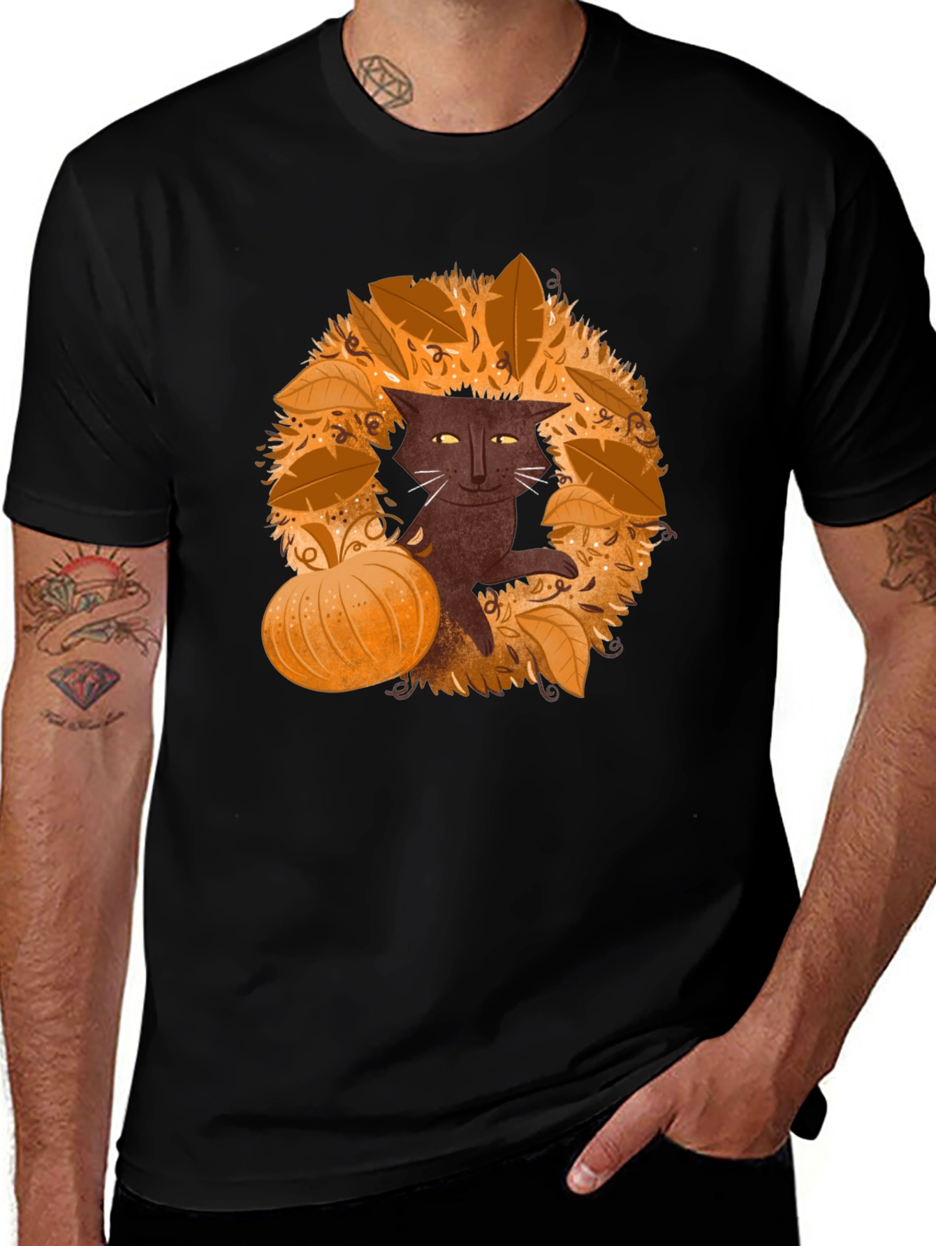 Fall Cat T-Shirt - Spooky Season