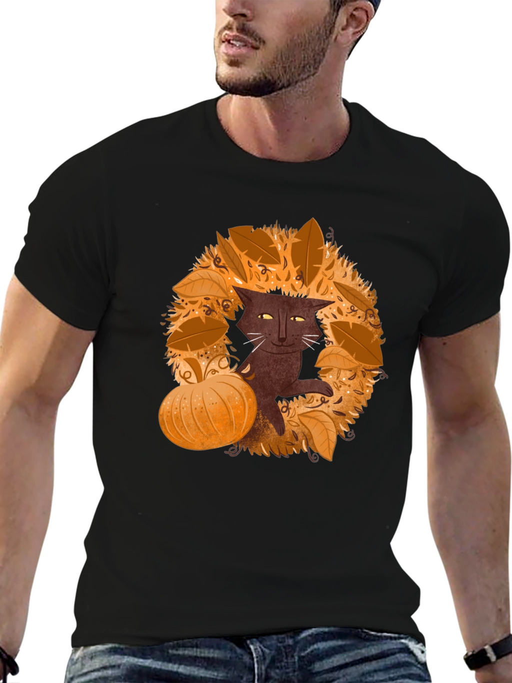Fall Cat T-Shirt - Spooky Season
