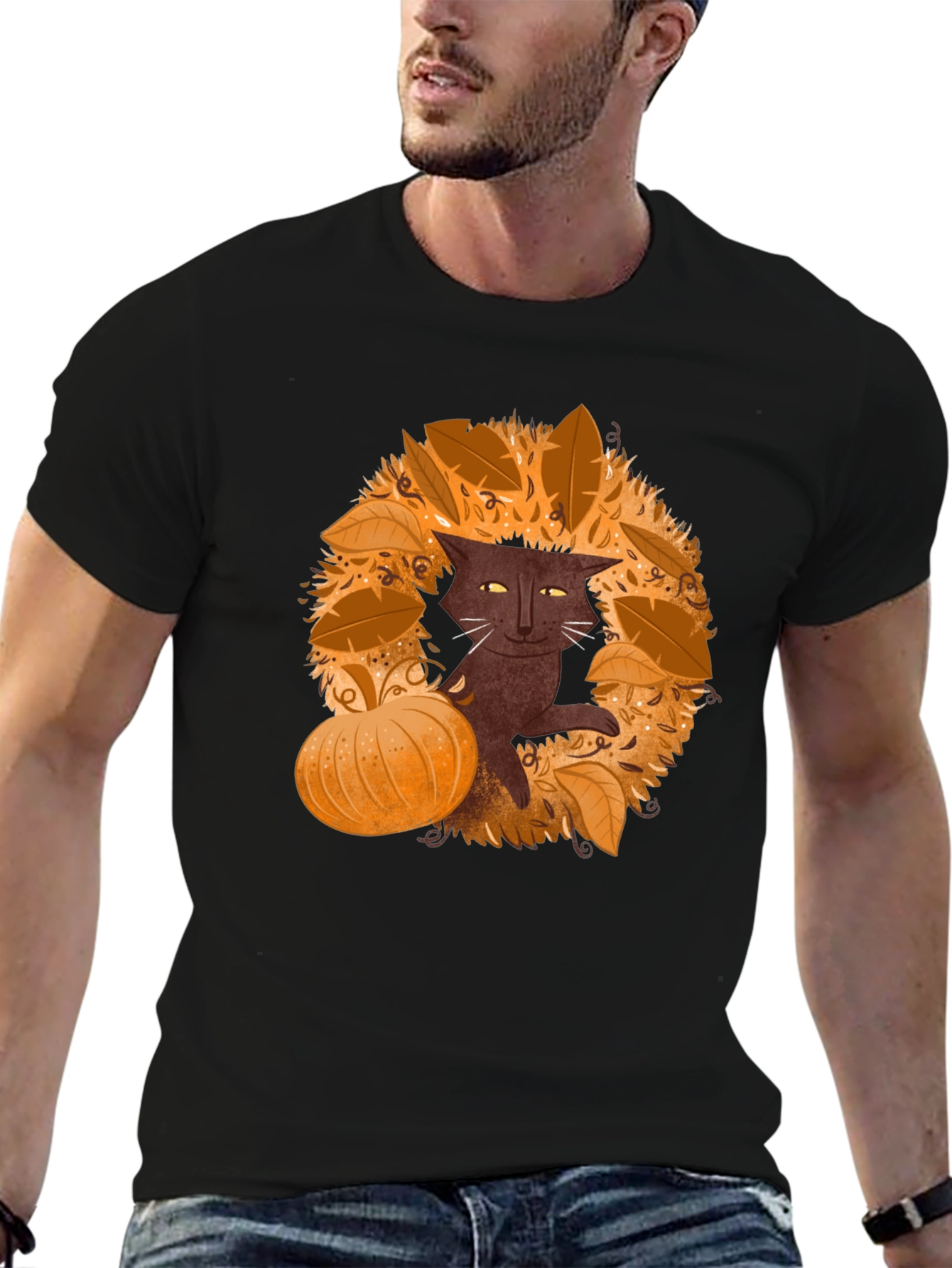 Fall Cat T-Shirt - Spooky Season