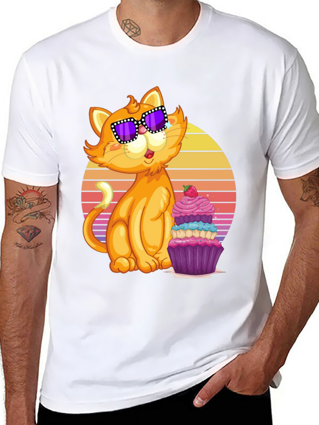 Cool Cat with Cupcake T-Shirt