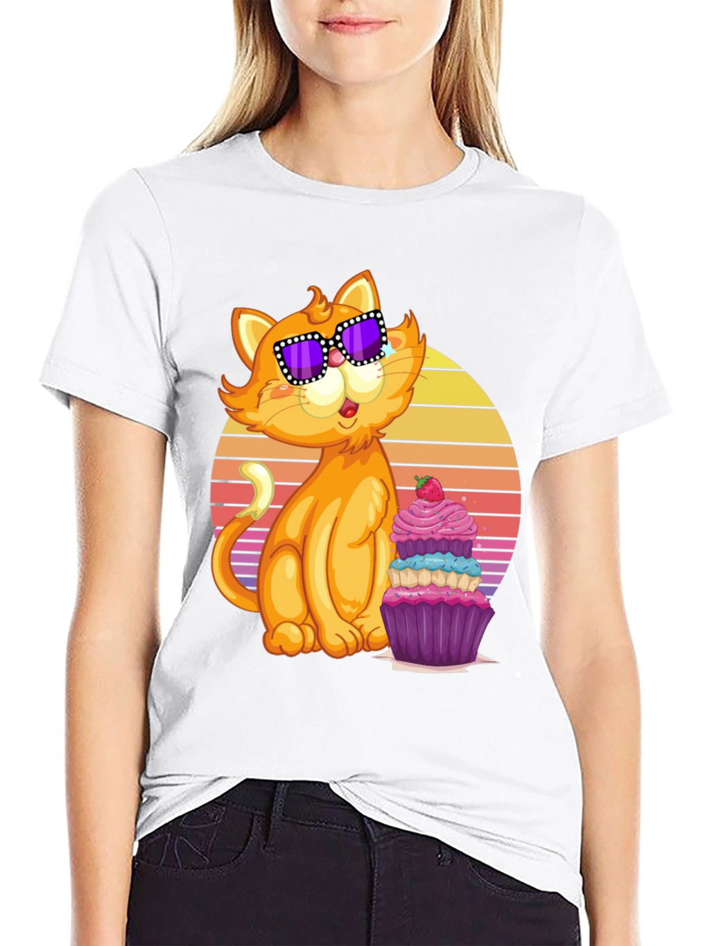 Cool Cat with Cupcake T-Shirt