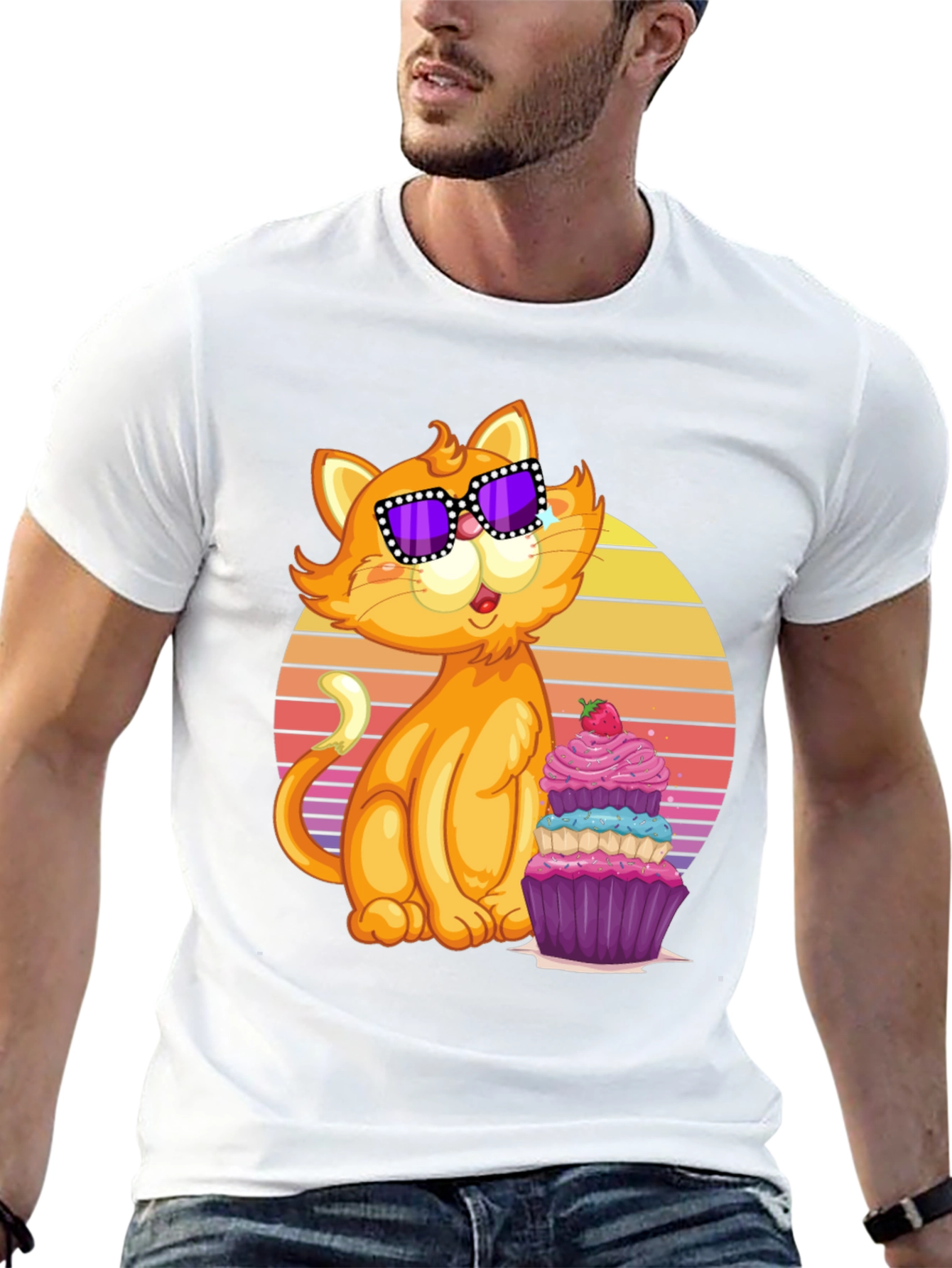 Cool Cat with Cupcake T-Shirt