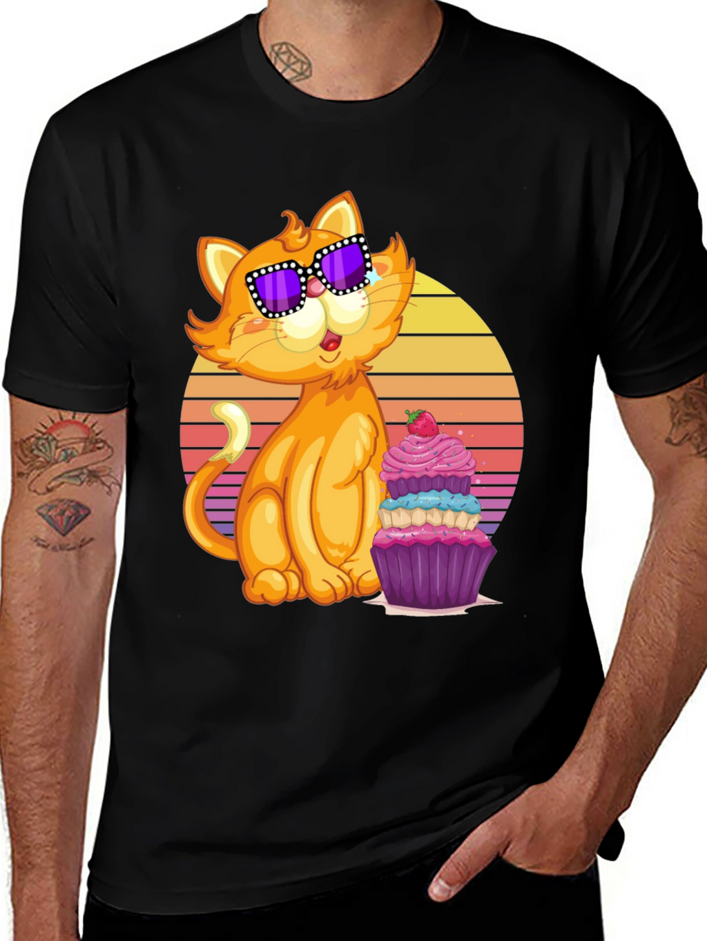 Cool Cat with Cupcake T-Shirt