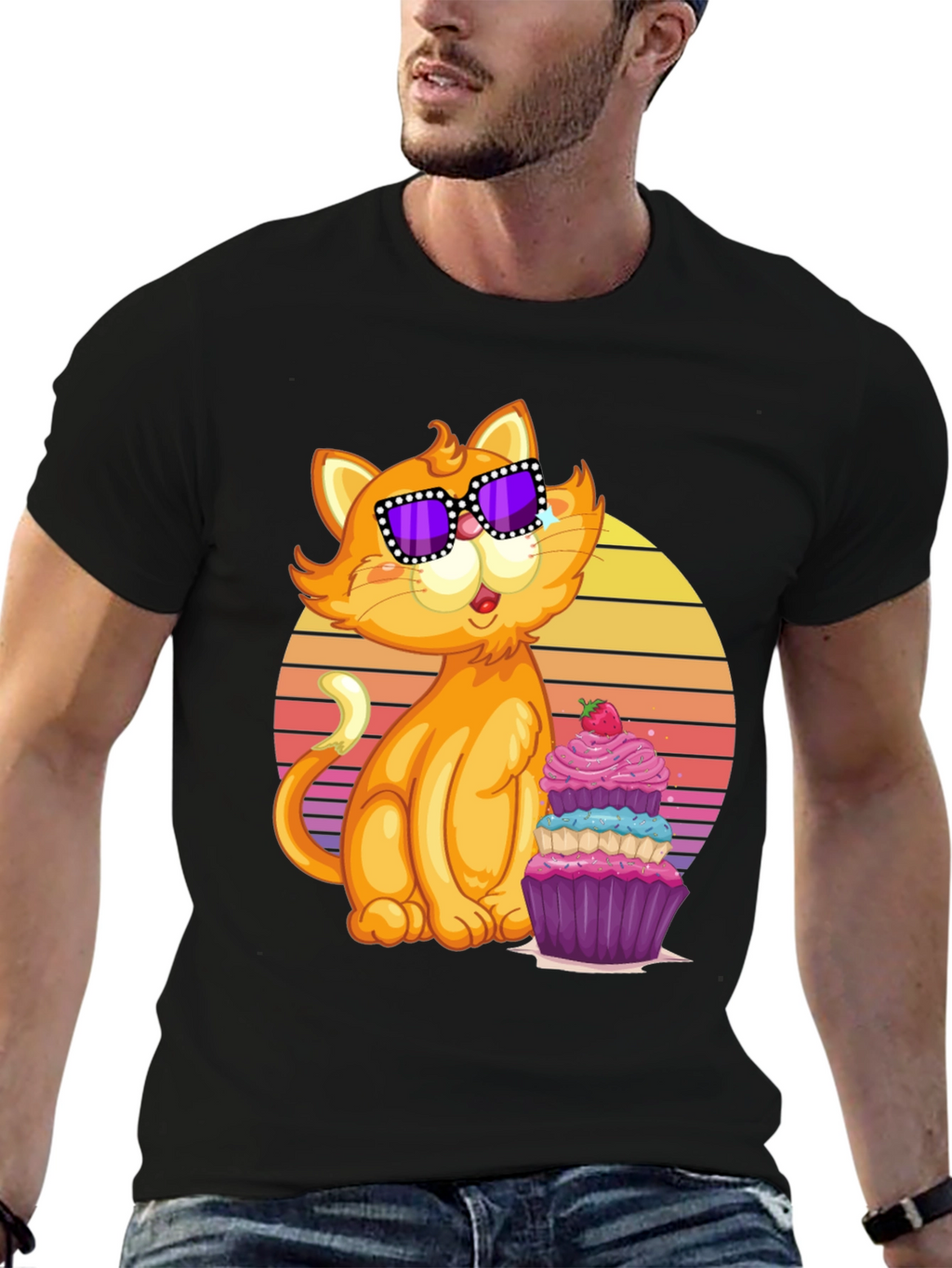 Cool Cat with Cupcake T-Shirt