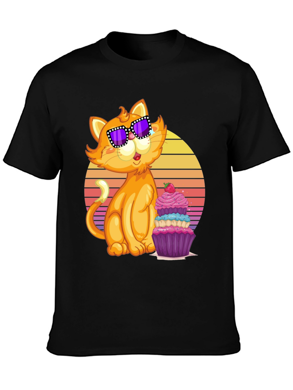 Cool Cat with Cupcake T-Shirt