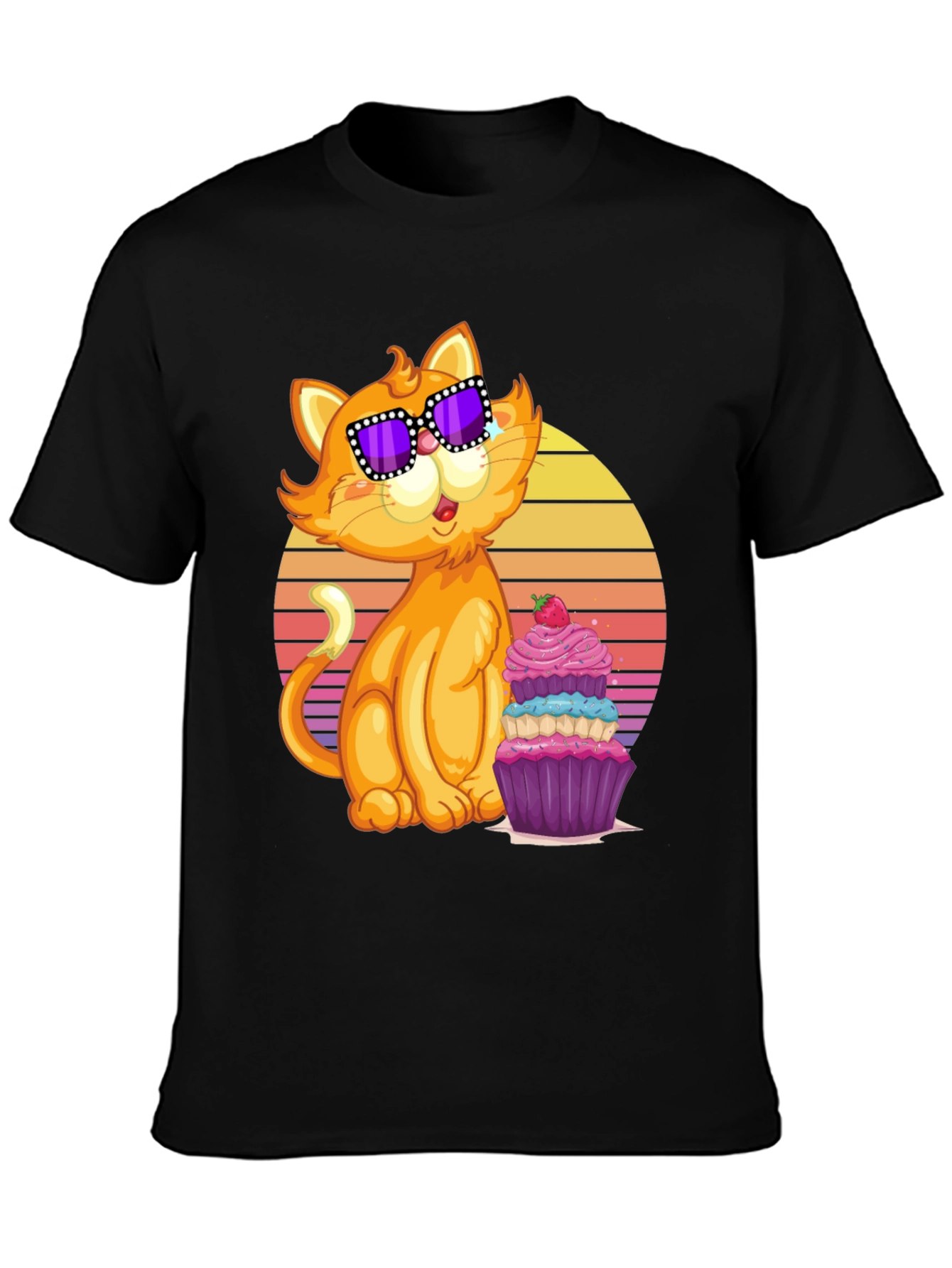 Cool Cat with Cupcake T-Shirt