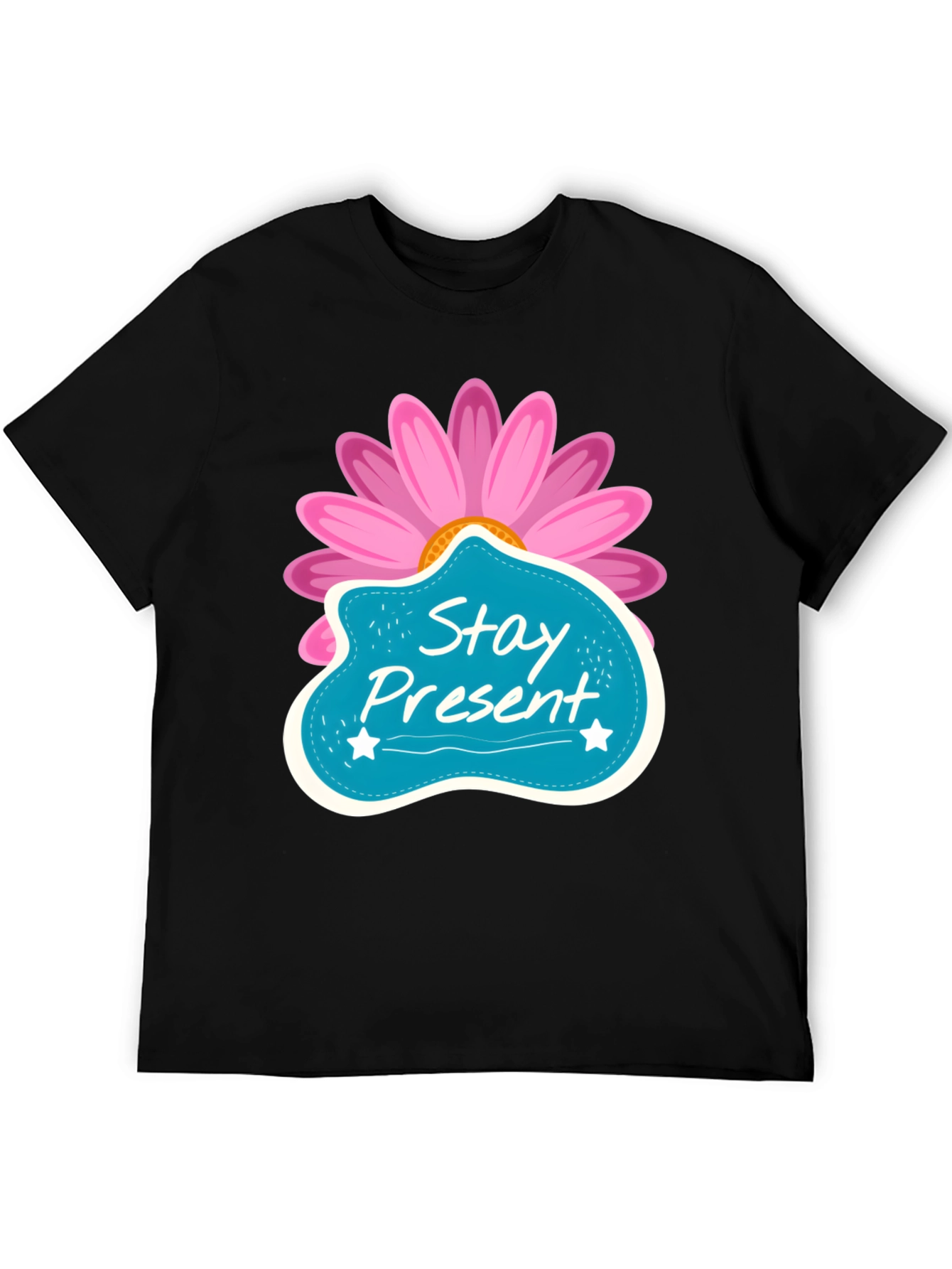 Stay Present T-Shirt - Floral Design