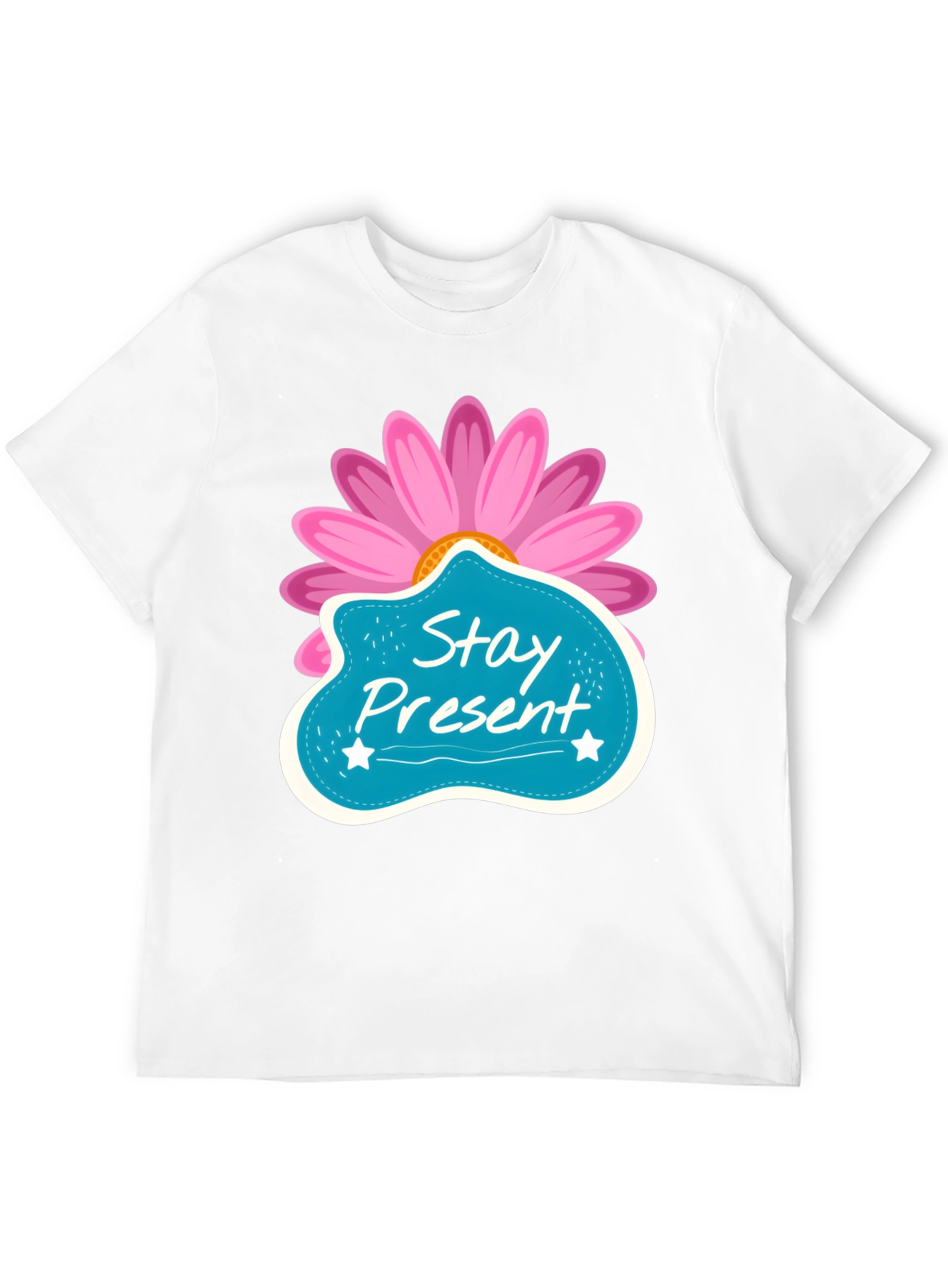 Stay Present T-Shirt - Floral Design