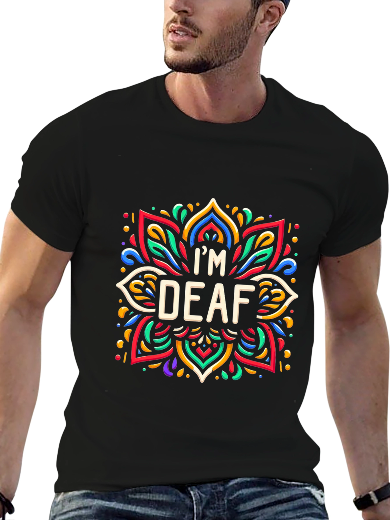 Im Deaf Graphic T-Shirt - Colorful Mandala Design