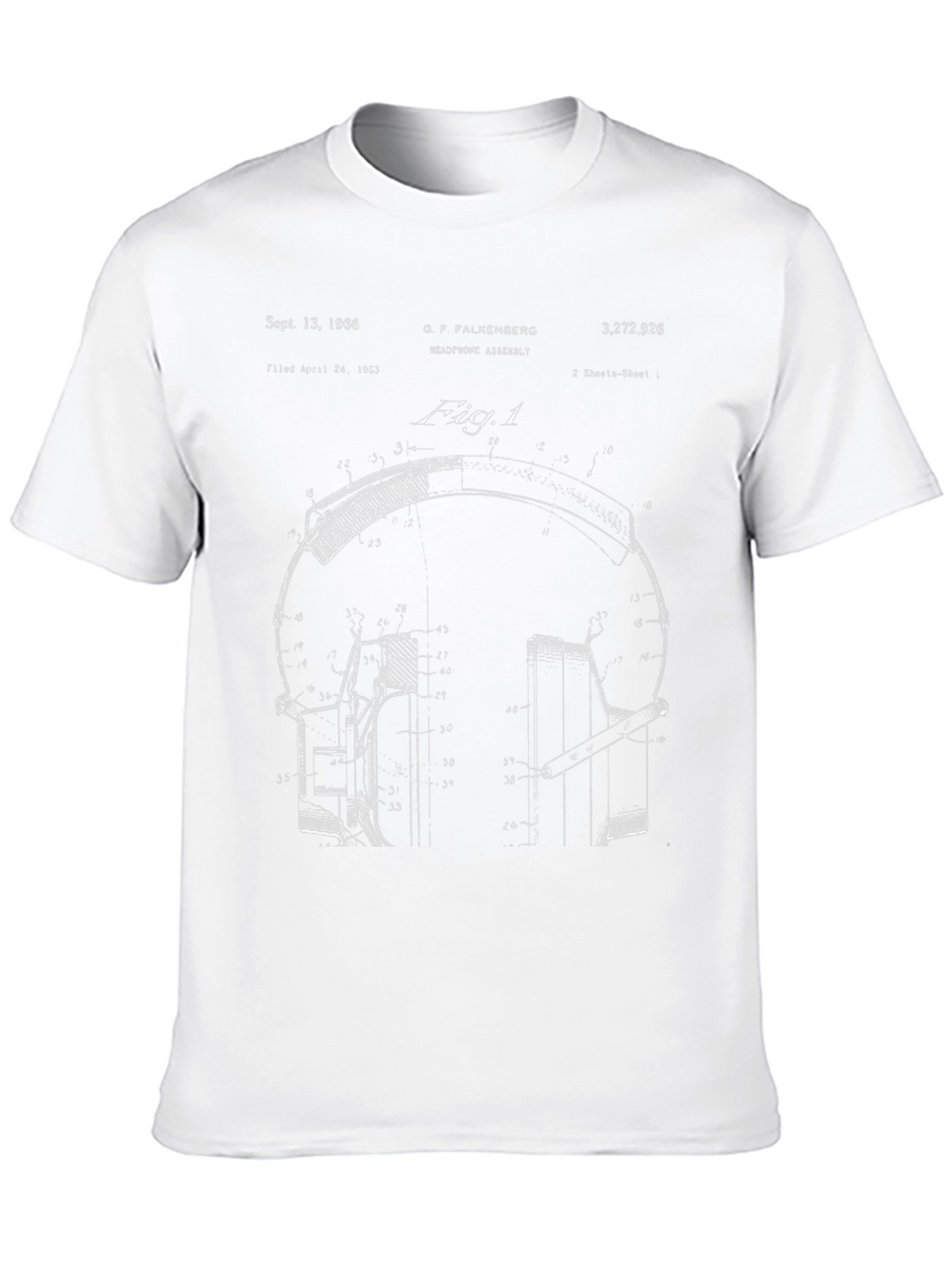 Headphones Patent Blueprint T-Shirt