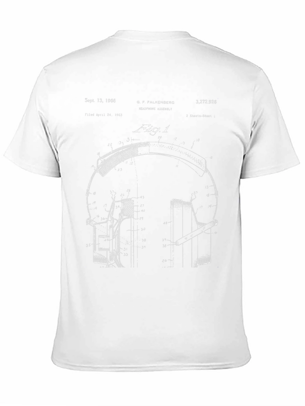 Headphones Patent Blueprint T-Shirt