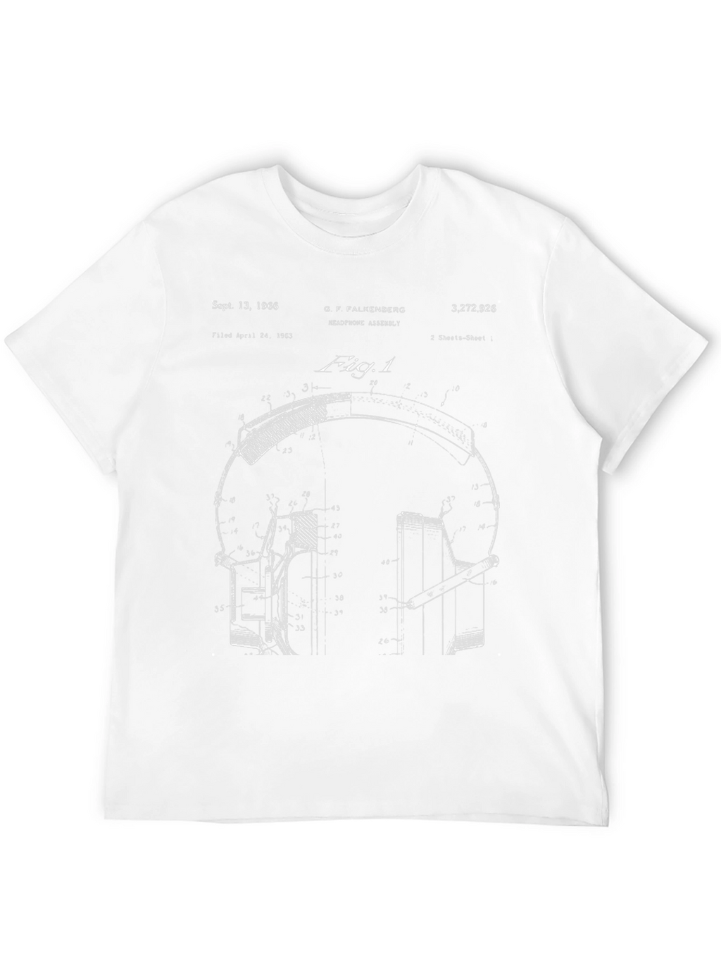 Headphones Patent Blueprint T-Shirt