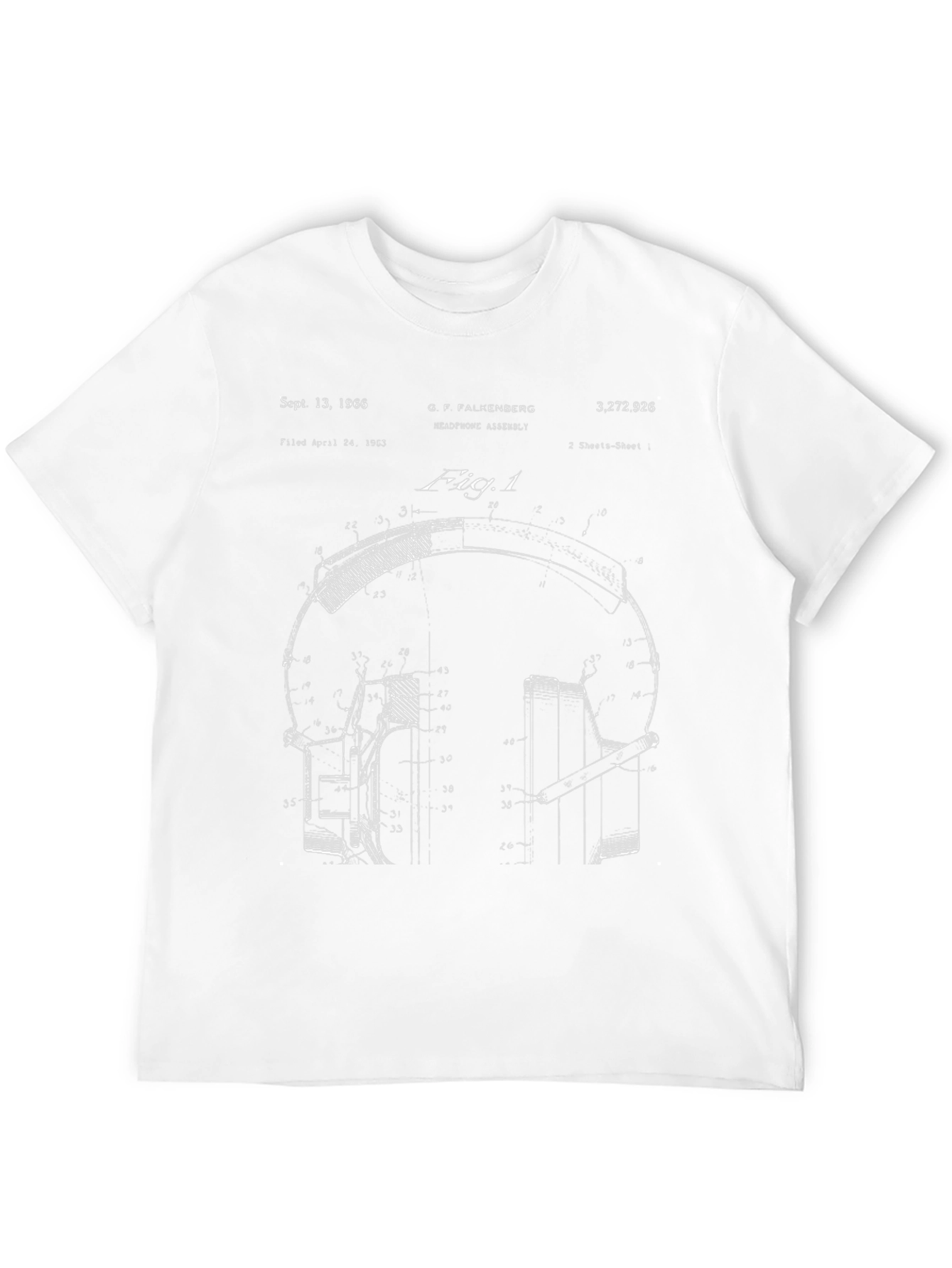 Headphones Patent Blueprint T-Shirt