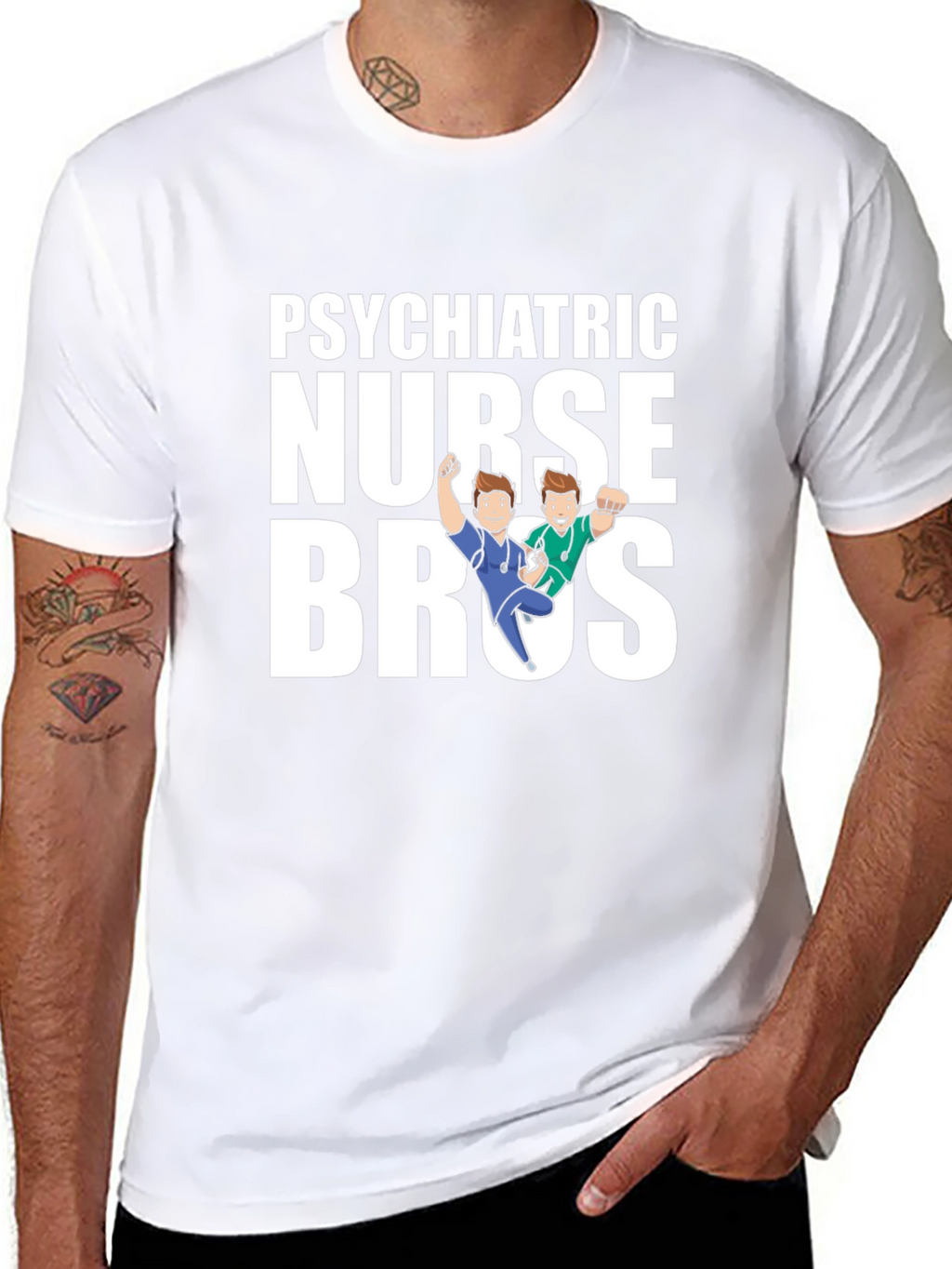 Psychiatric Nurse Bros Graphic Tee - Black