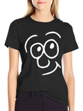 Funny Face Graphic T-Shirt - Black Cotton Blend
