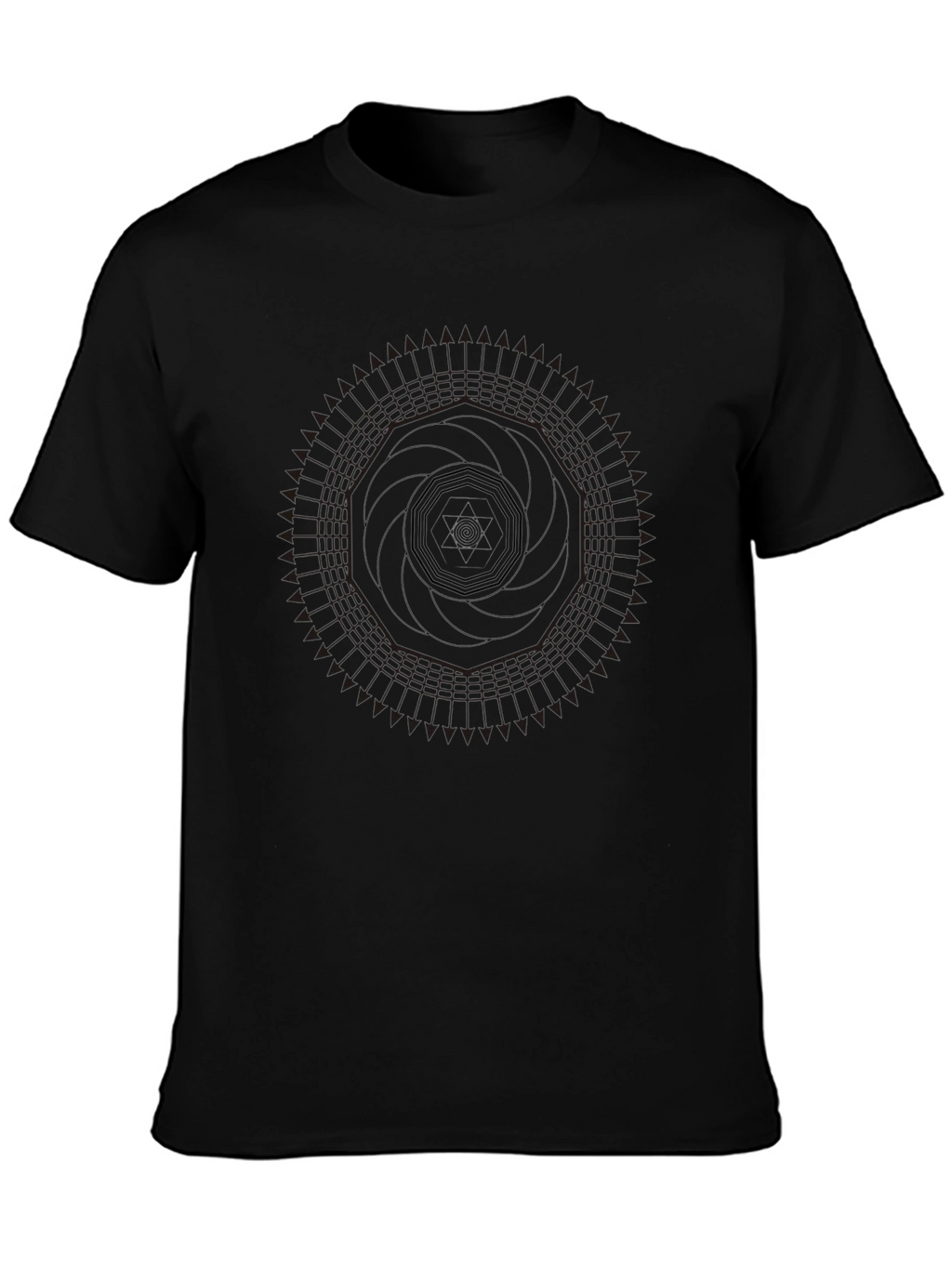 Geometric Mandala Design Black T-Shirt