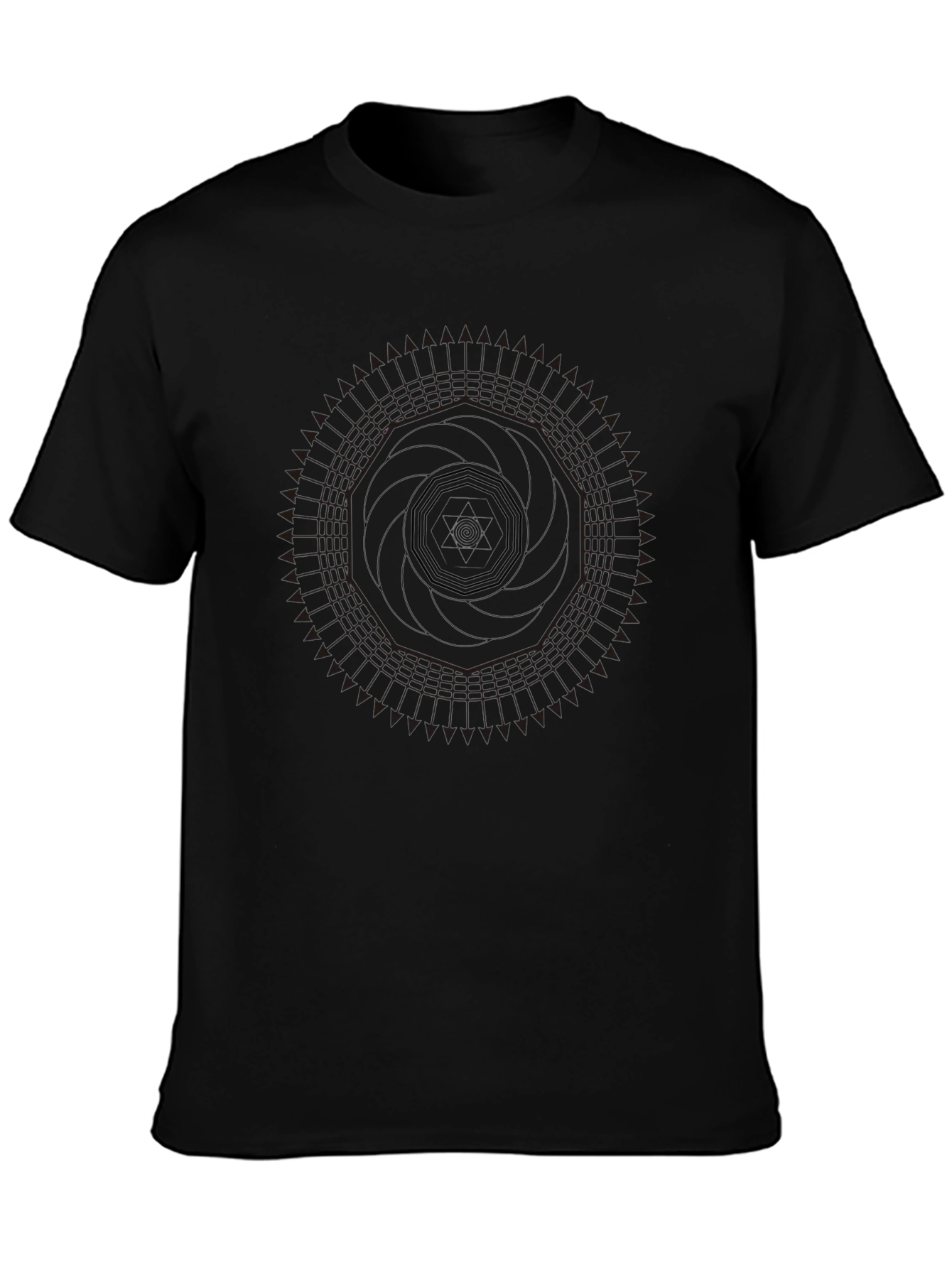 Geometric Mandala Design Black T-Shirt