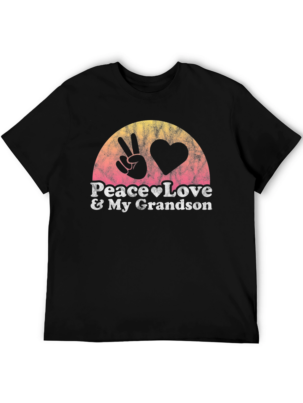 Peace Love & My Grandson Black T-Shirt