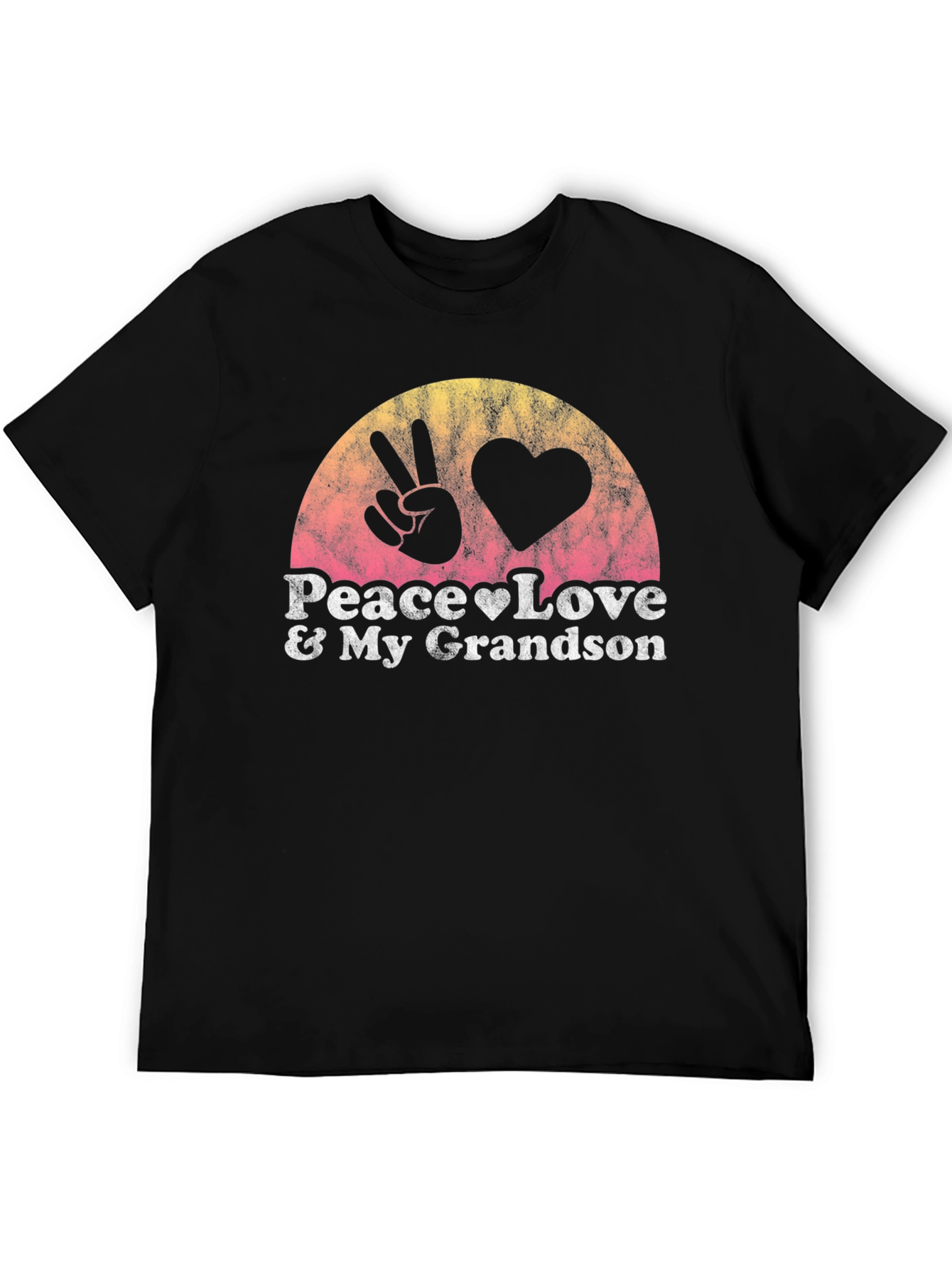 Peace Love & My Grandson Black T-Shirt