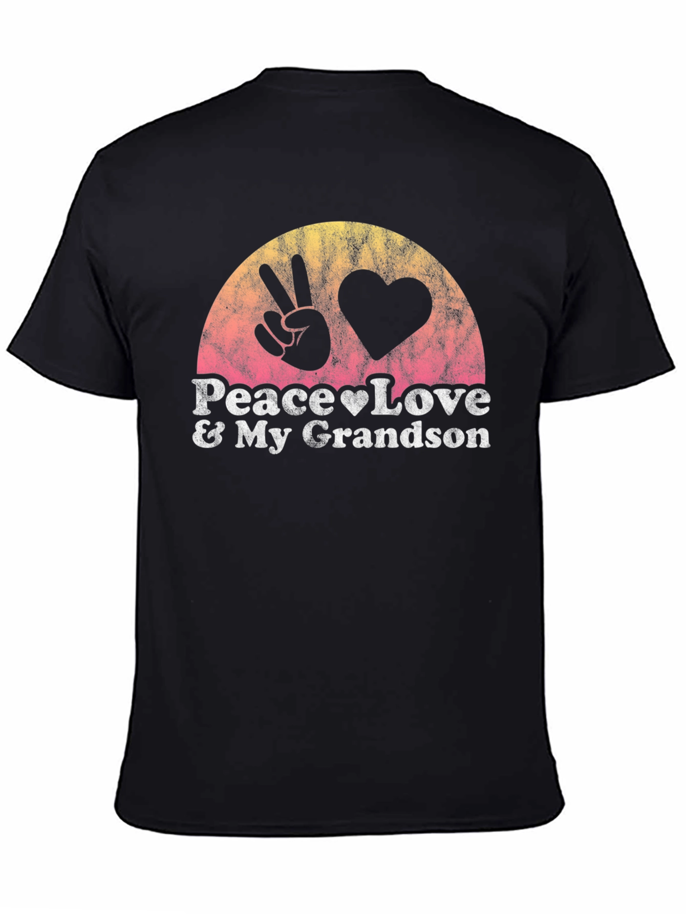 Peace Love & My Grandson Black T-Shirt