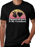 Peace Love & My Grandson Black T-Shirt