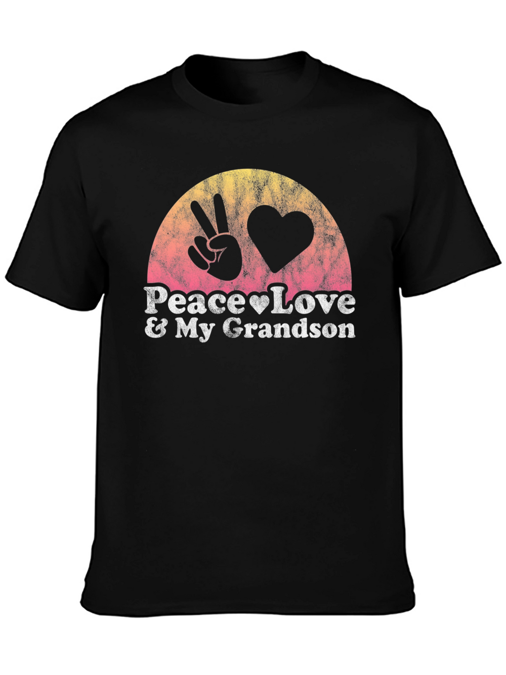 Peace Love & My Grandson Black T-Shirt
