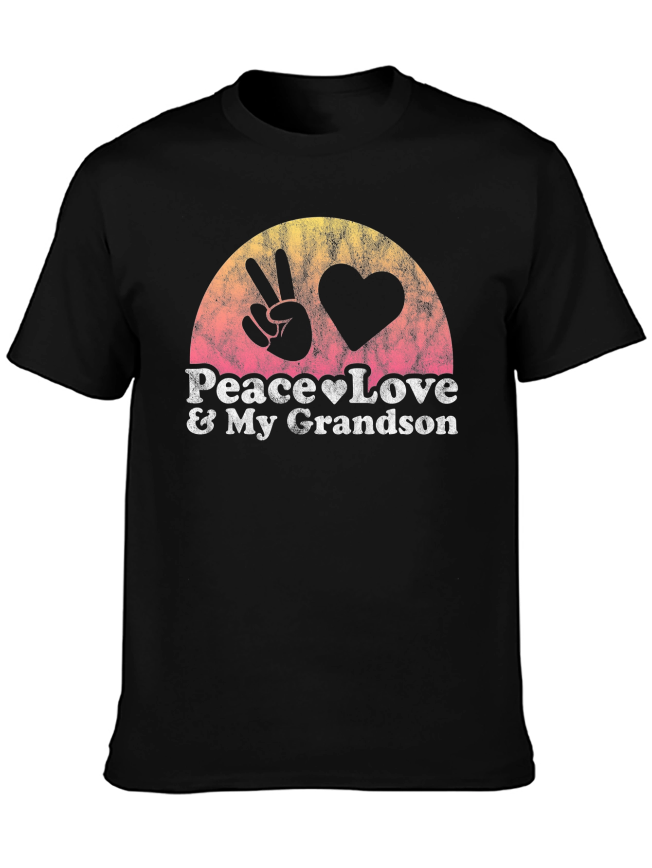 Peace Love & My Grandson Black T-Shirt