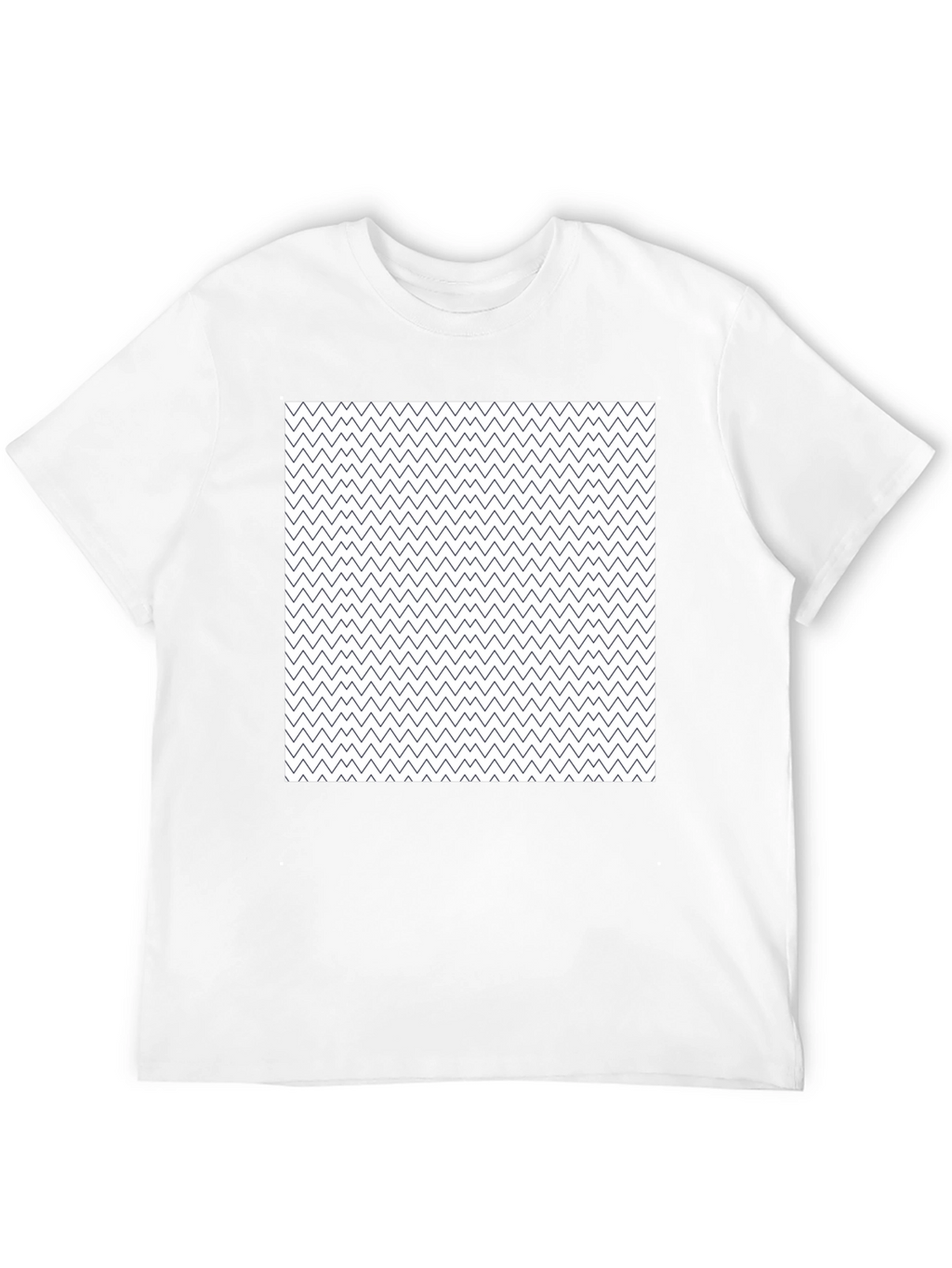 Mens Black Crew Neck Tee with Zigzag Pattern