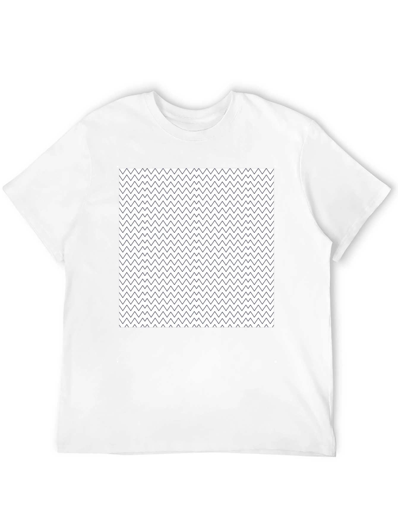 Mens Black Crew Neck Tee with Zigzag Pattern