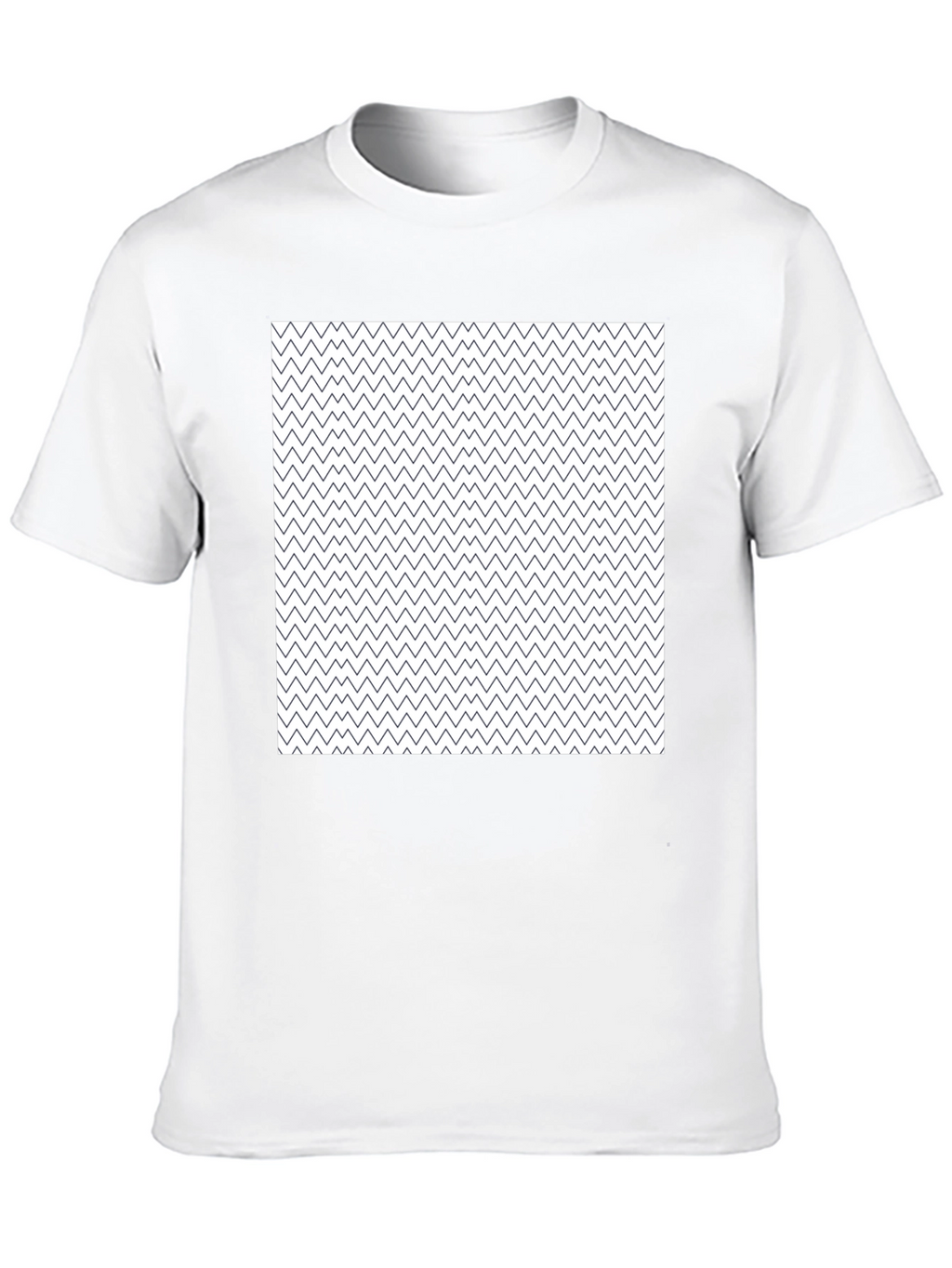 Mens Black Crew Neck Tee with Zigzag Pattern