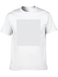 Mens Black Crew Neck Tee with Zigzag Pattern