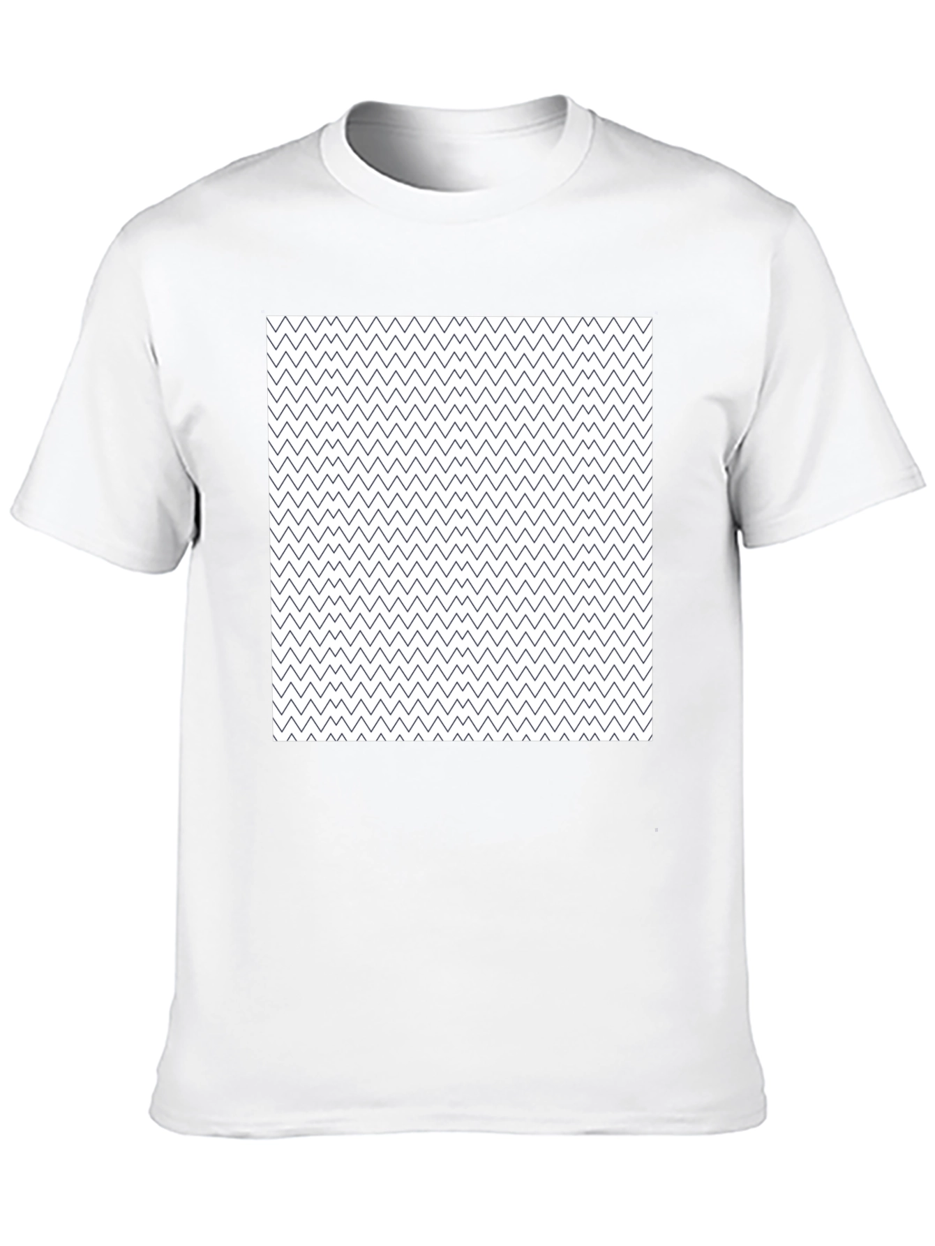 Mens Black Crew Neck Tee with Zigzag Pattern
