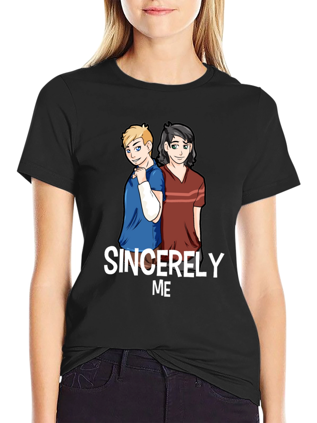 Sincerely Me Graphic T-Shirt - Black Cotton Blend