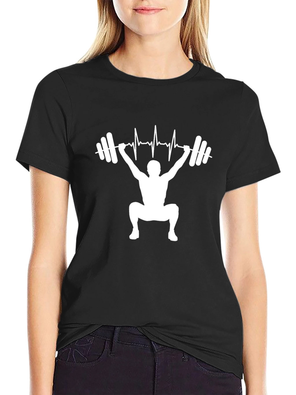 Weightlifting Heartbeat Mens T-Shirt - Black